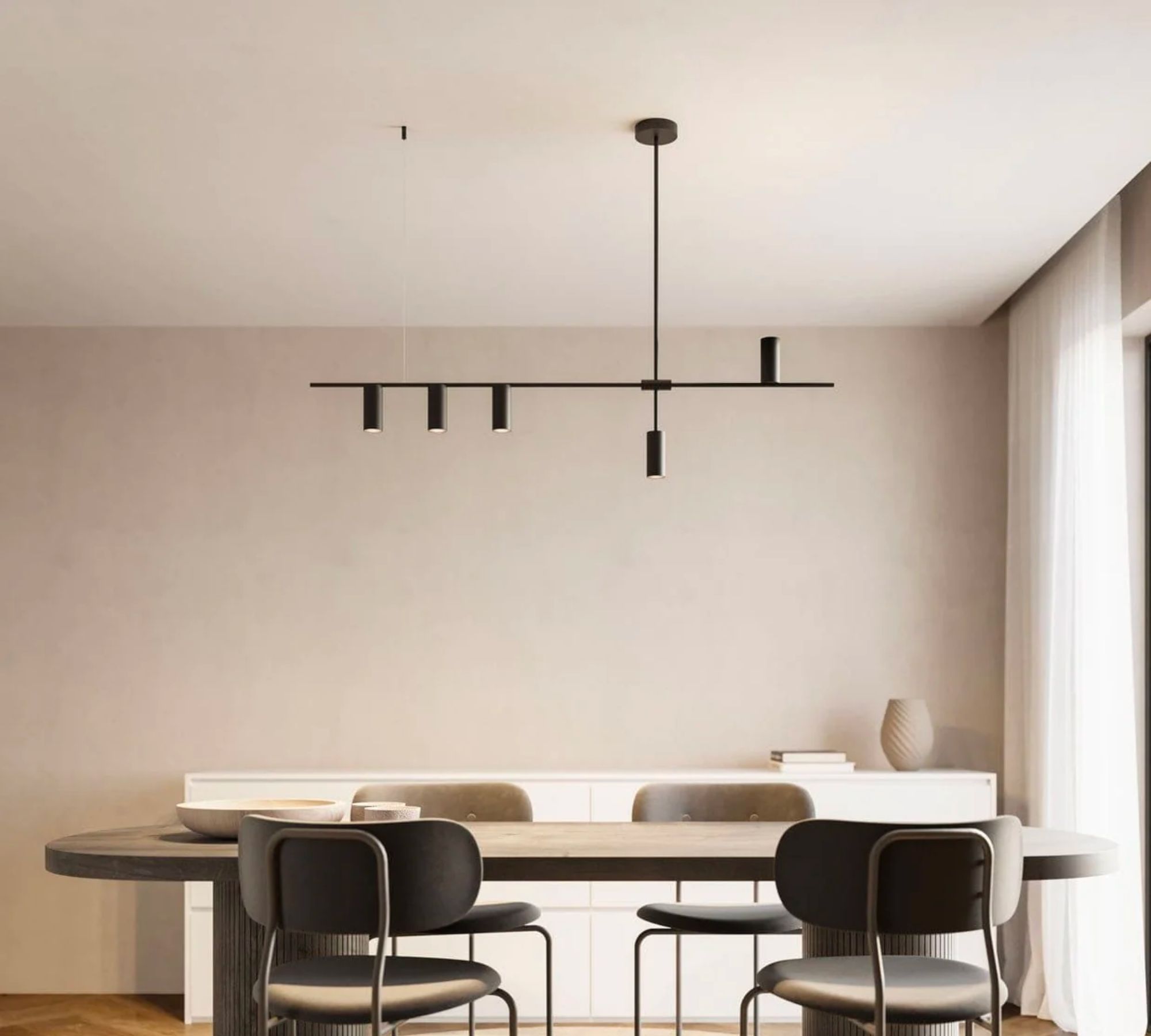 5-flame asymmetrical AJAX pendant light Black