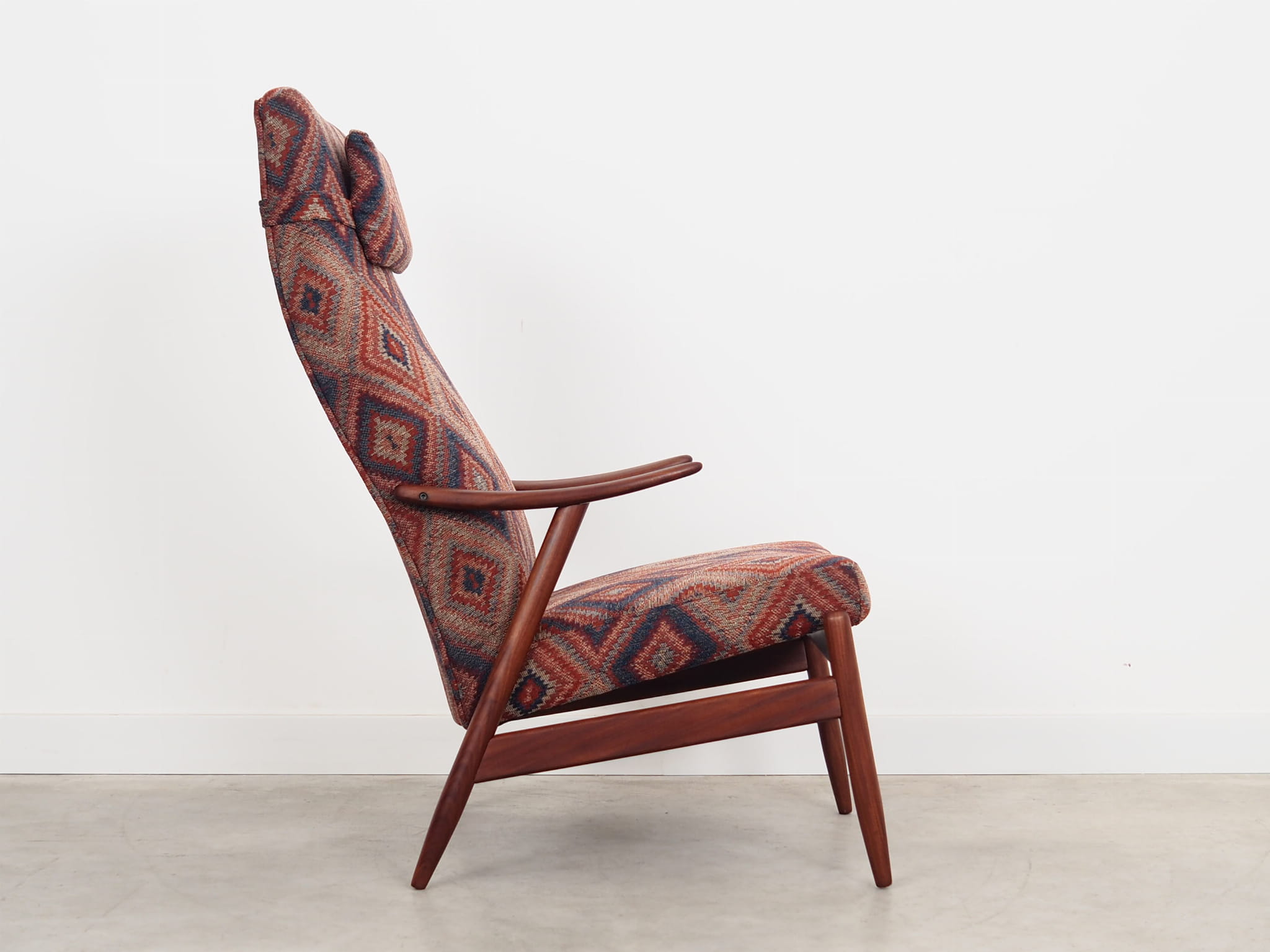 Vintage chair Teak wood Textile Multicolor 1970s 