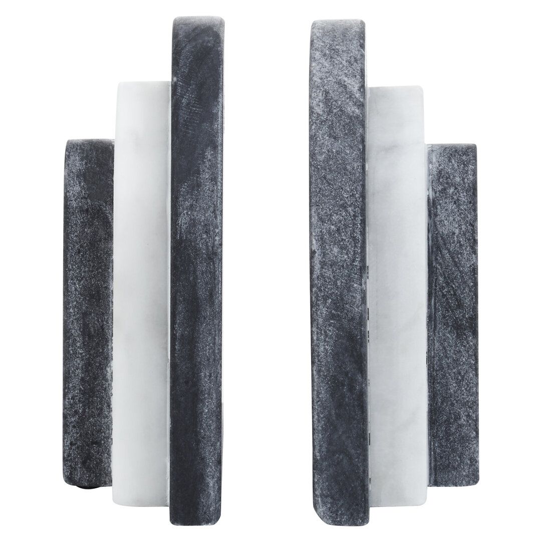 2x Oxana Schwarz-Weiß Marmor Buchstützen
