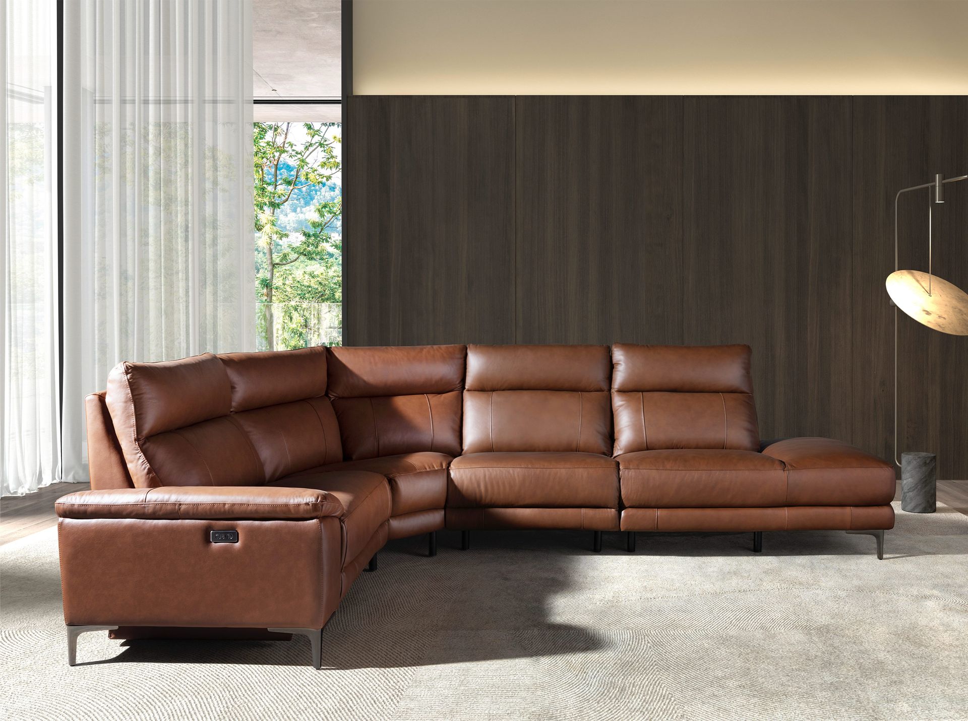 Sofa Récamiere Rechts Leder Tabakbraun