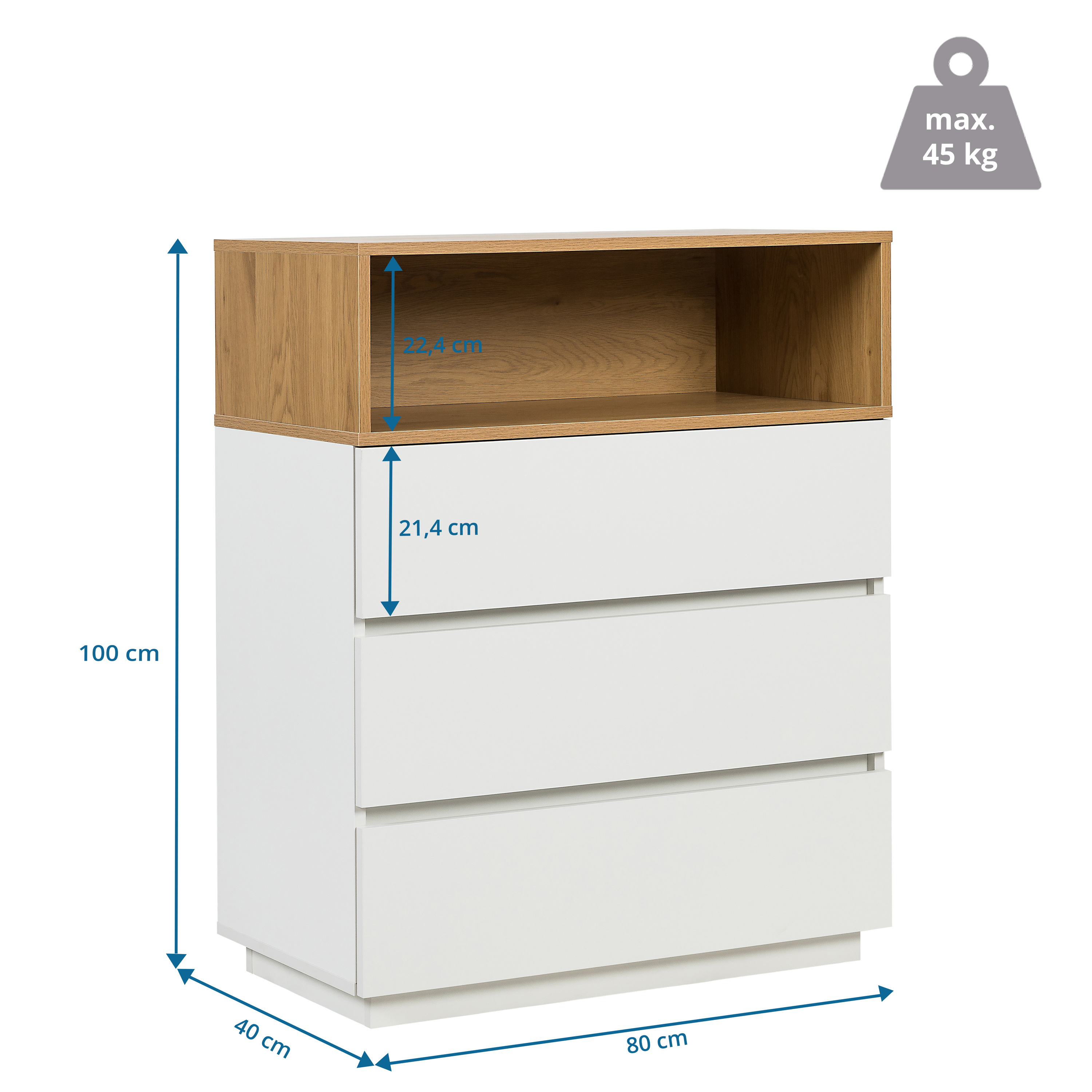 MELMO K Highboard Schrank Holz Weiß