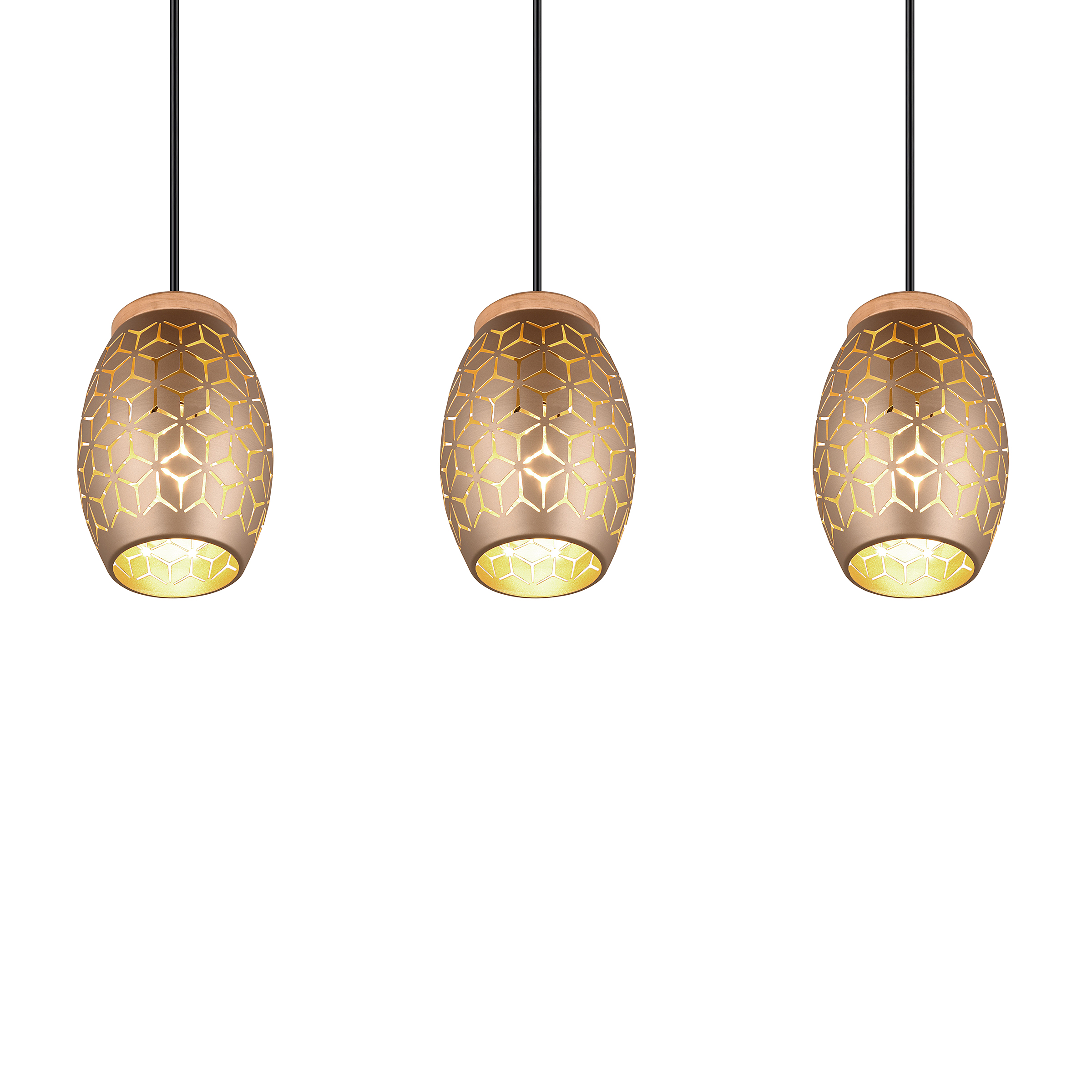 Bidar Pendelleuchte 3-flammig Eisen Kiefer Braun 