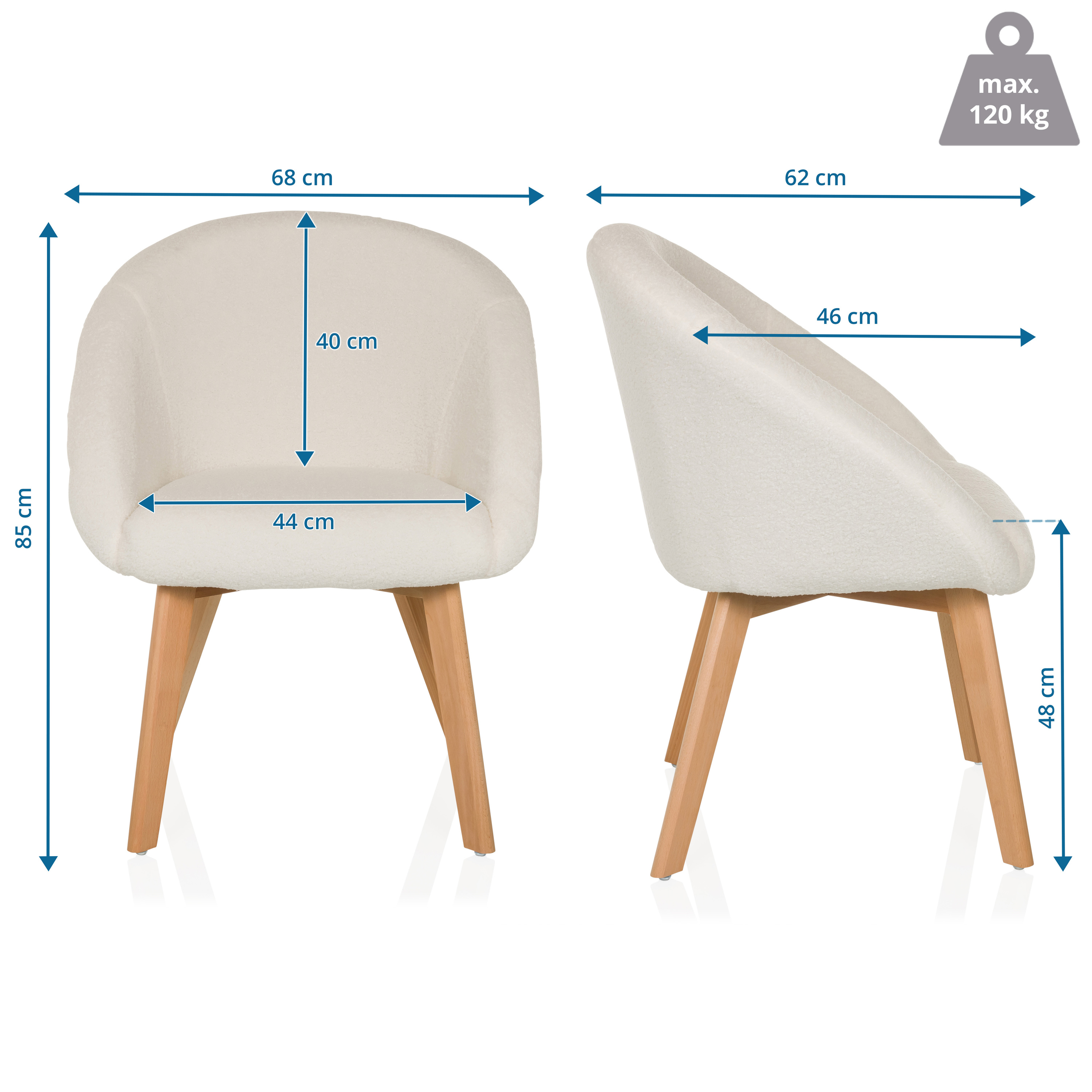 Scandi Ted Upholstered Chair Fabric White