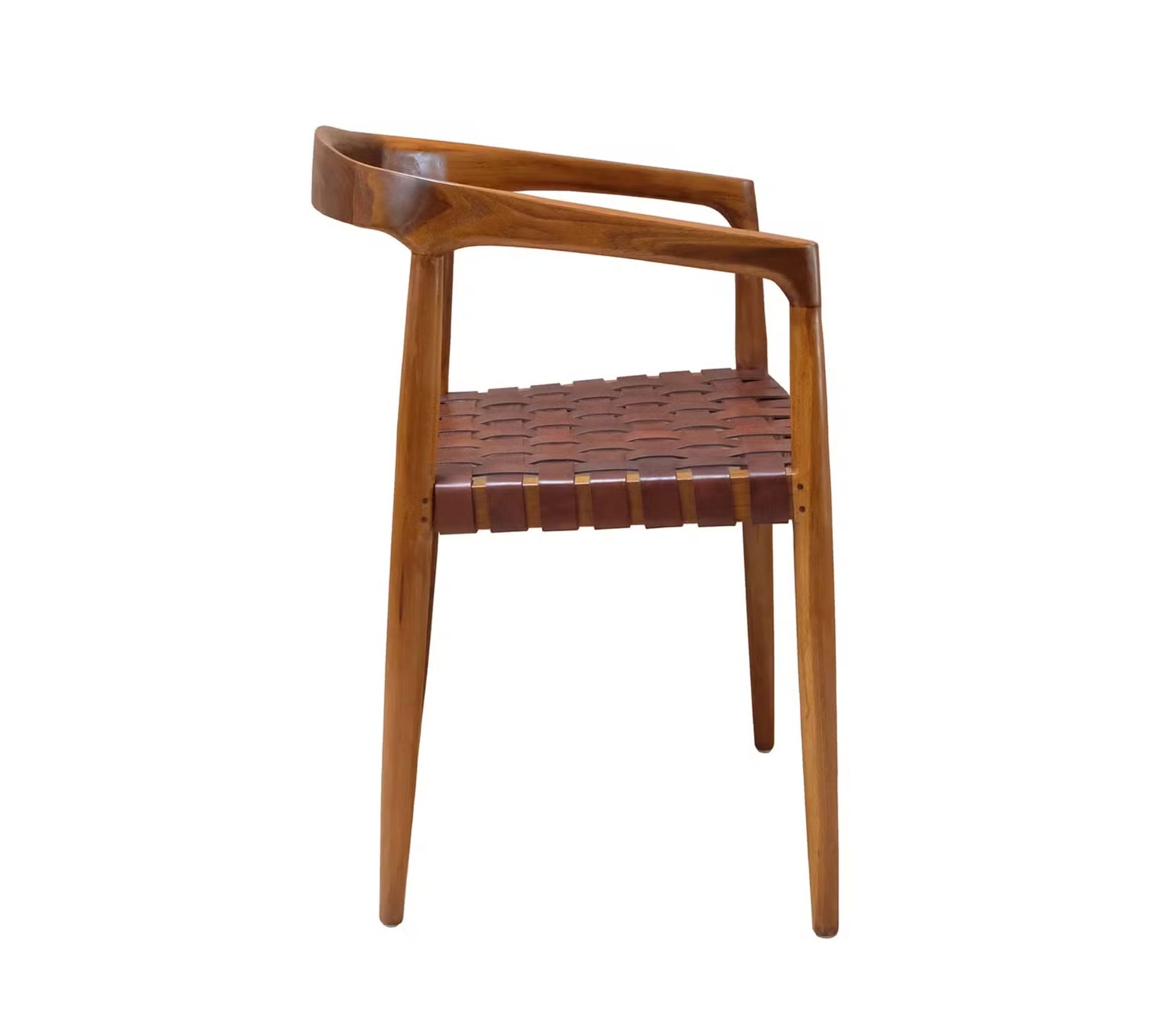 Bourbourg Armlehnstuhl Teakholz Leder Cognac