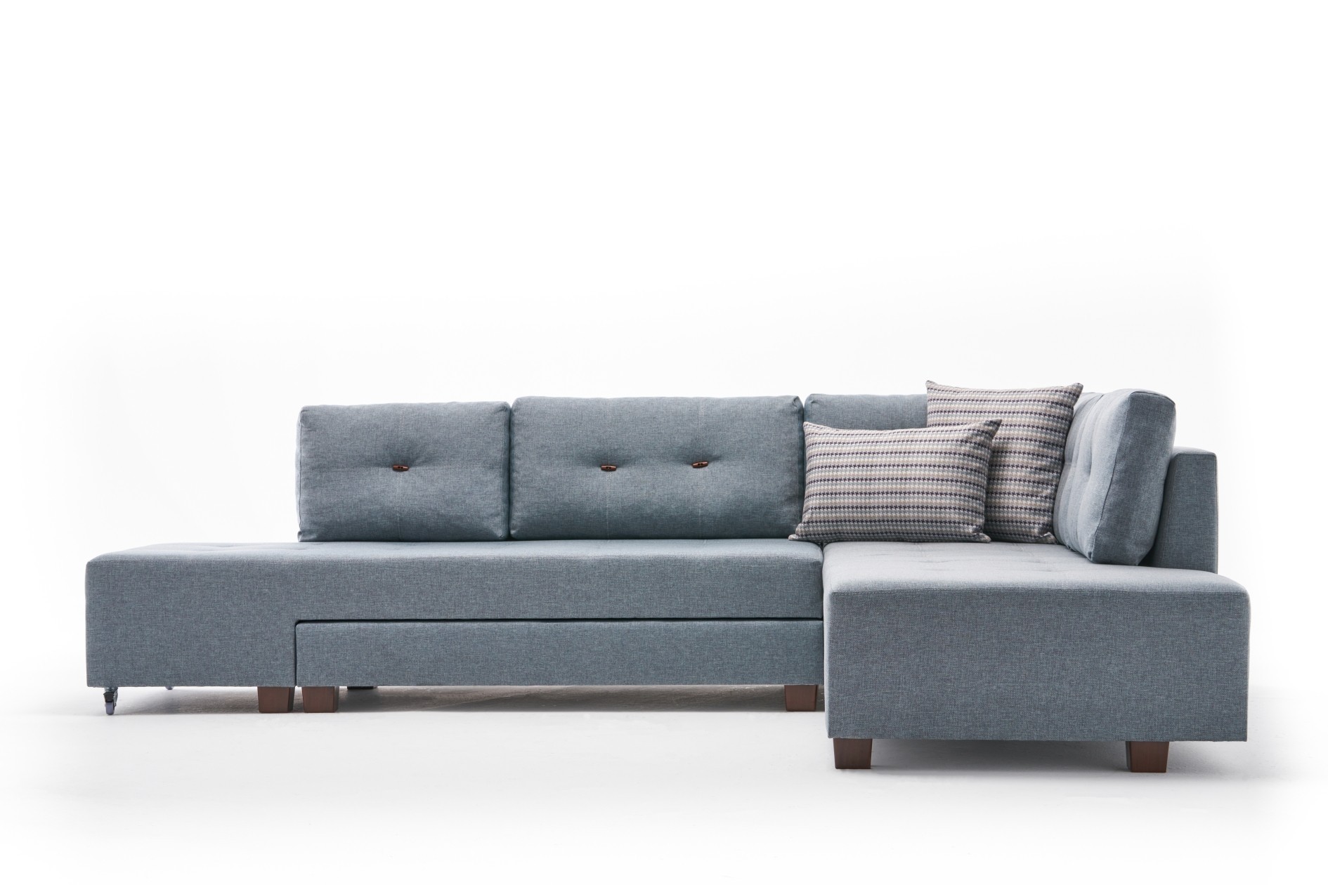 Schlafsofa Rechts Polyester Holz Hellblau