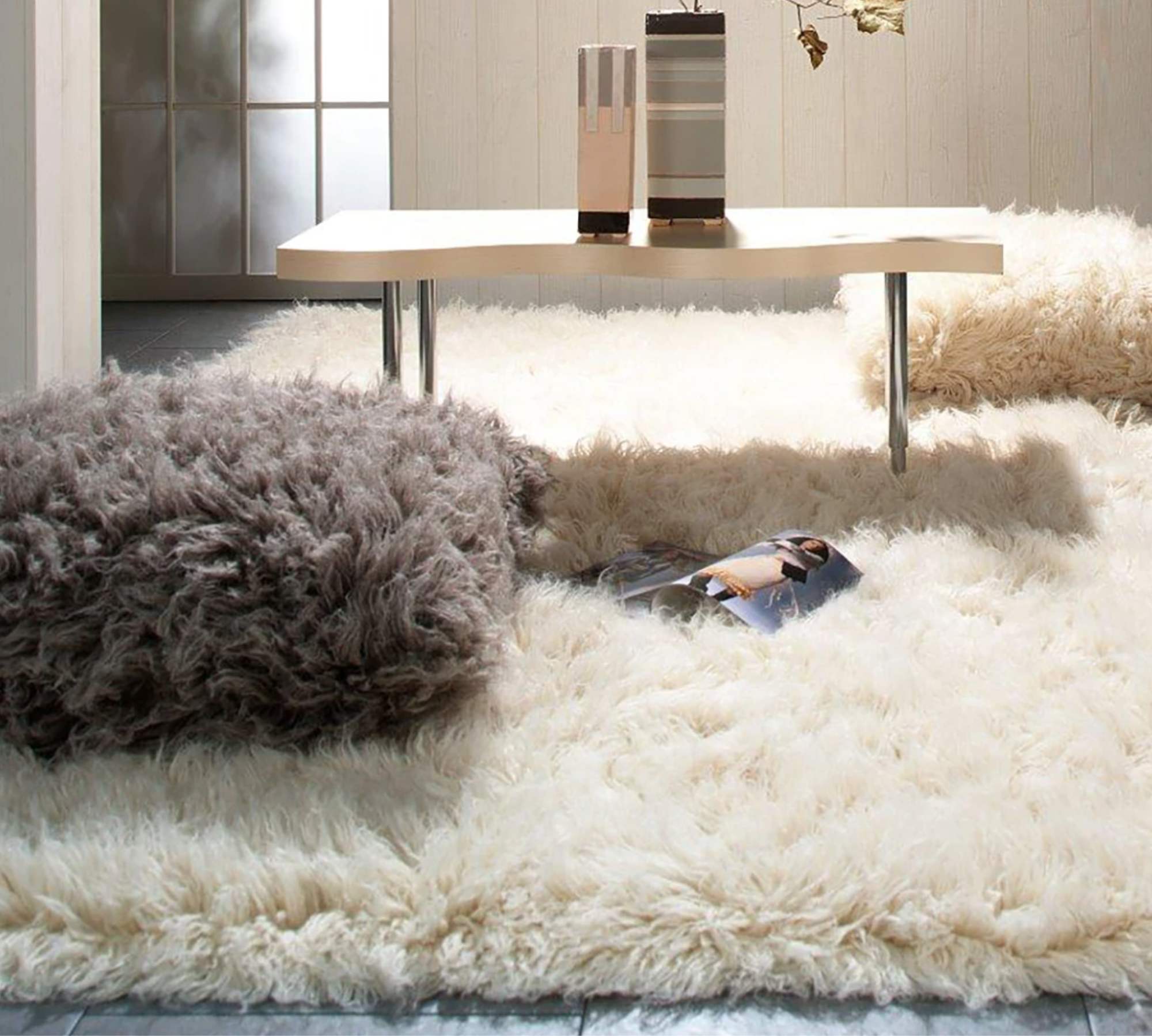 Teppich Schurwolle Natur 160 cm x 230 cm