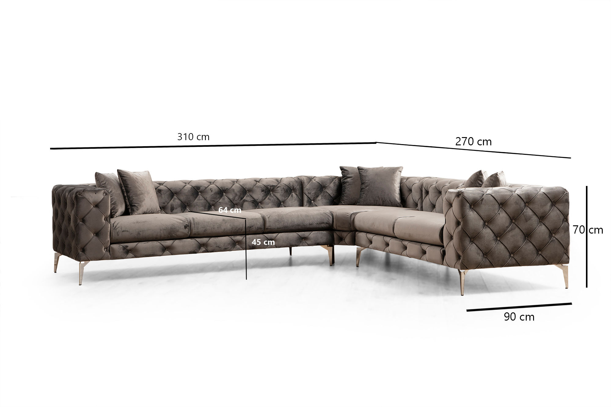 Elegantes Ecksofa Anthrazit