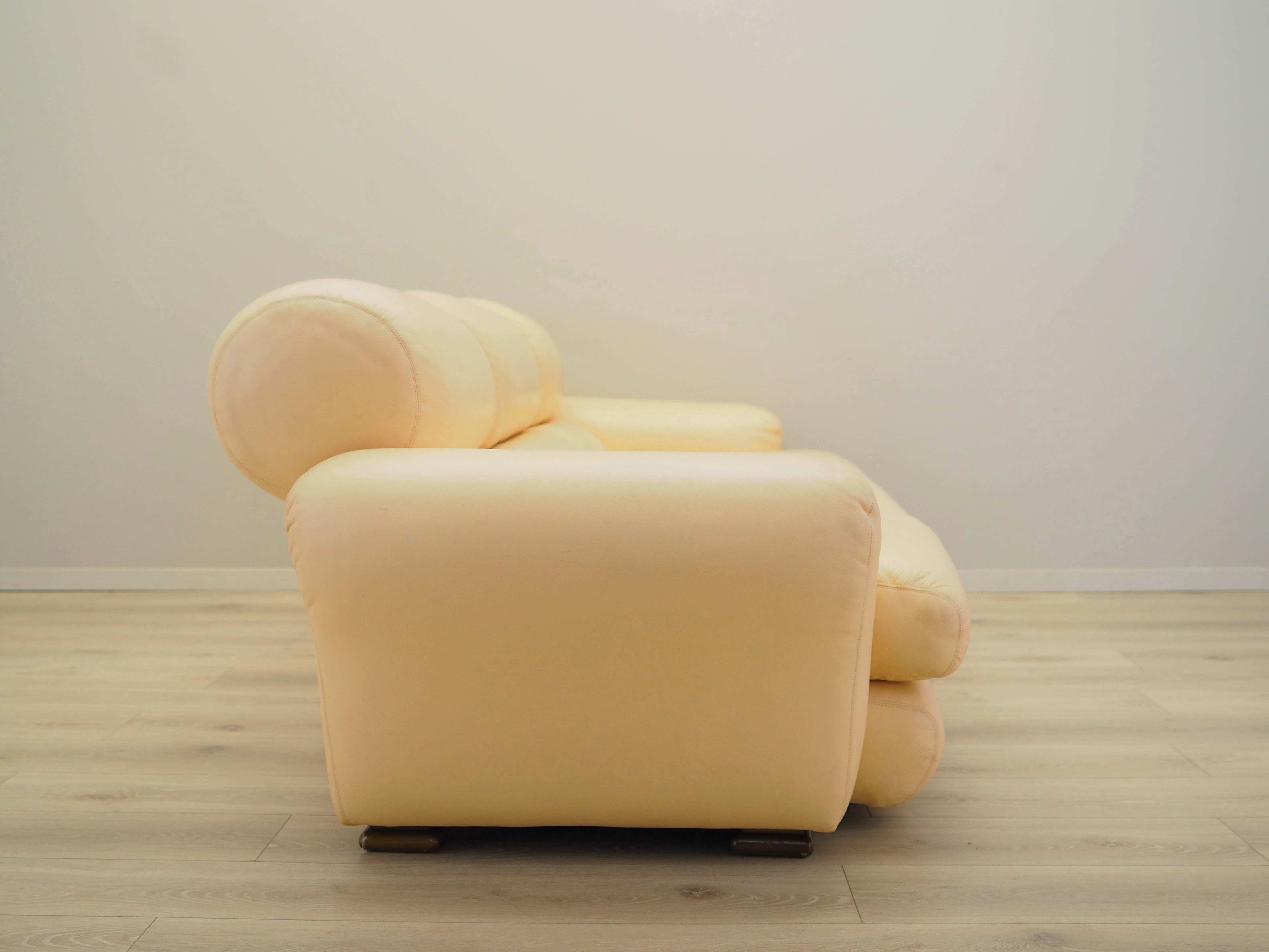 Sofa Leder Creme 1960er Jahre