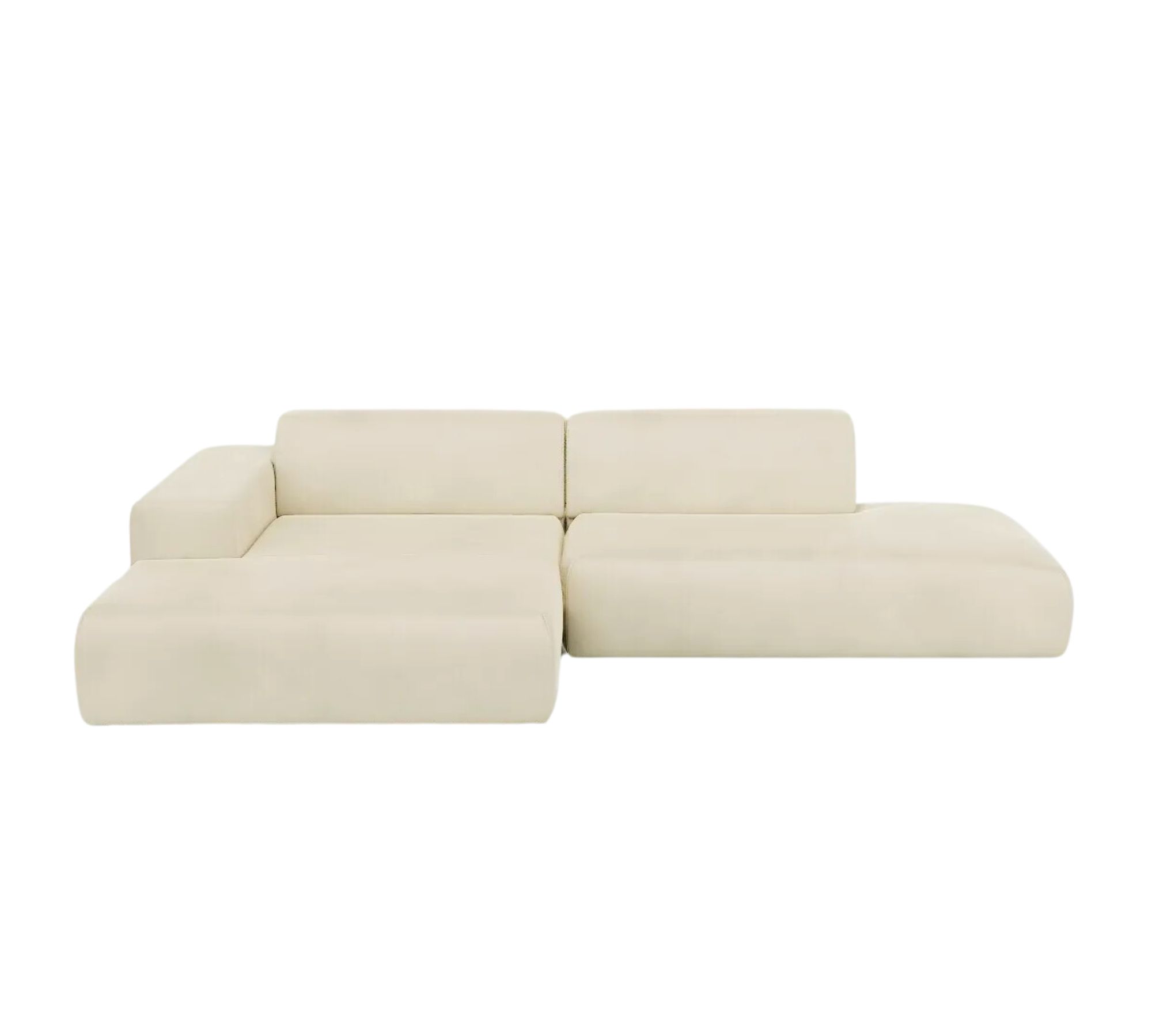 Pyllow Sofa Ecksofa Récamiere Links Kunstleder Cremeweiß