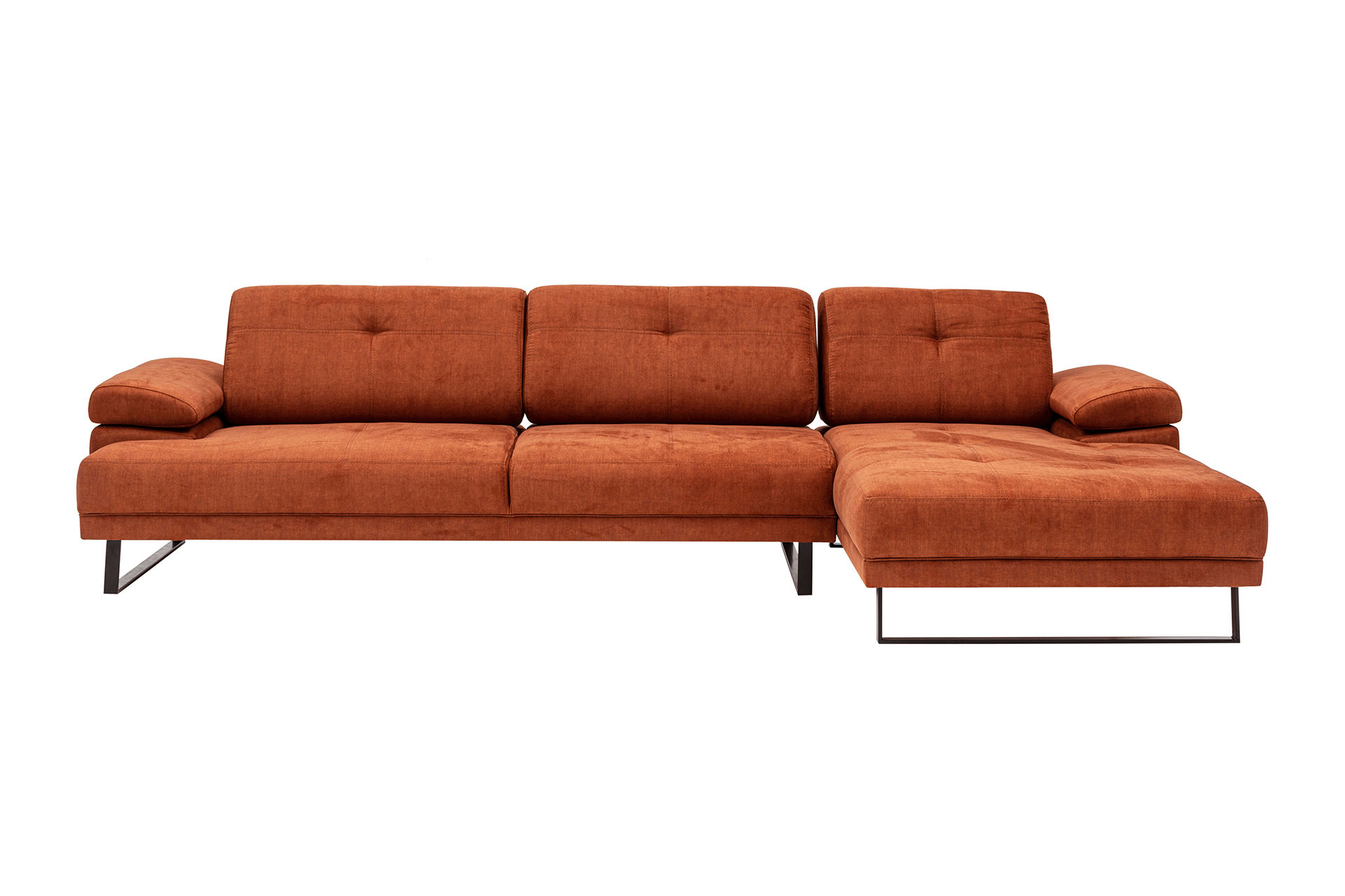 Sofa Récamiere Rechts Groß Polyester Holz Orange