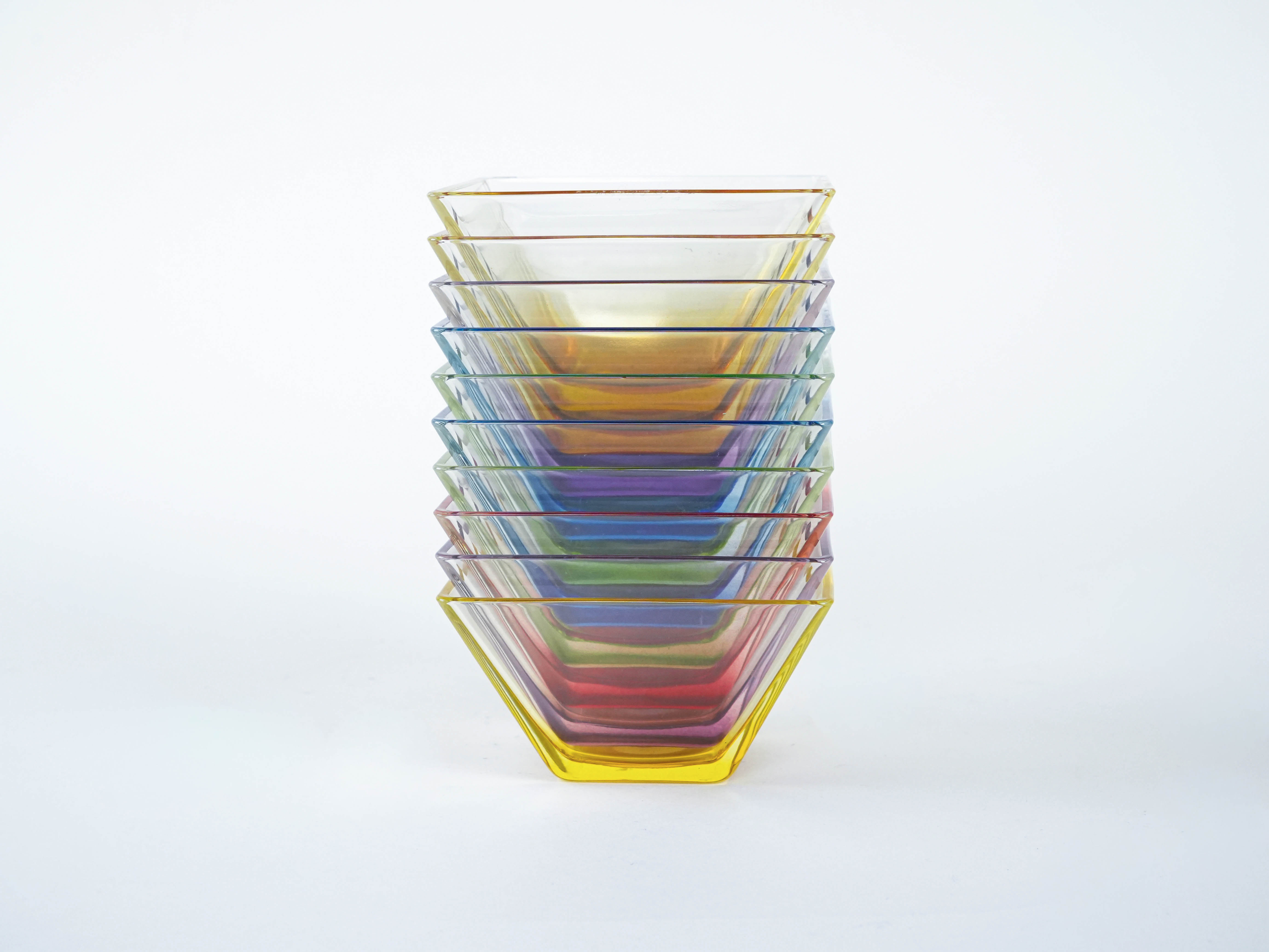 Glass bowl set  Multicolor  1980s