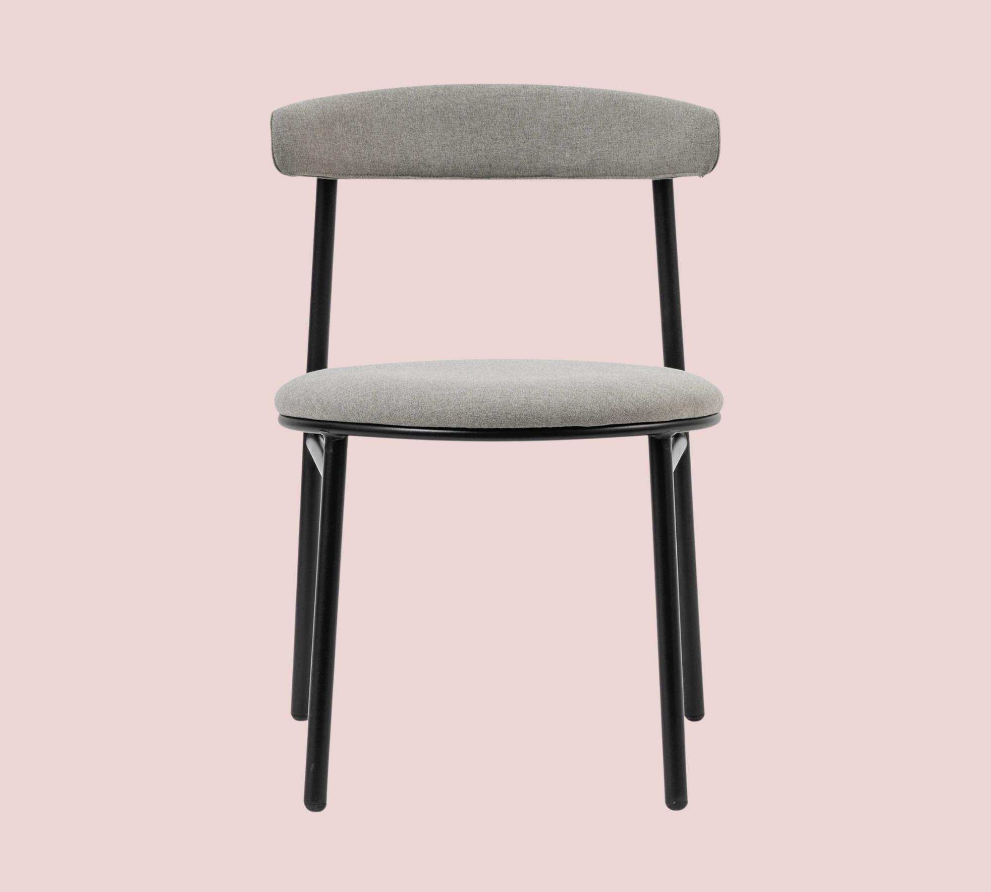 2x Esszimmerstuhl Webstoff Grau Gestell Schwarz