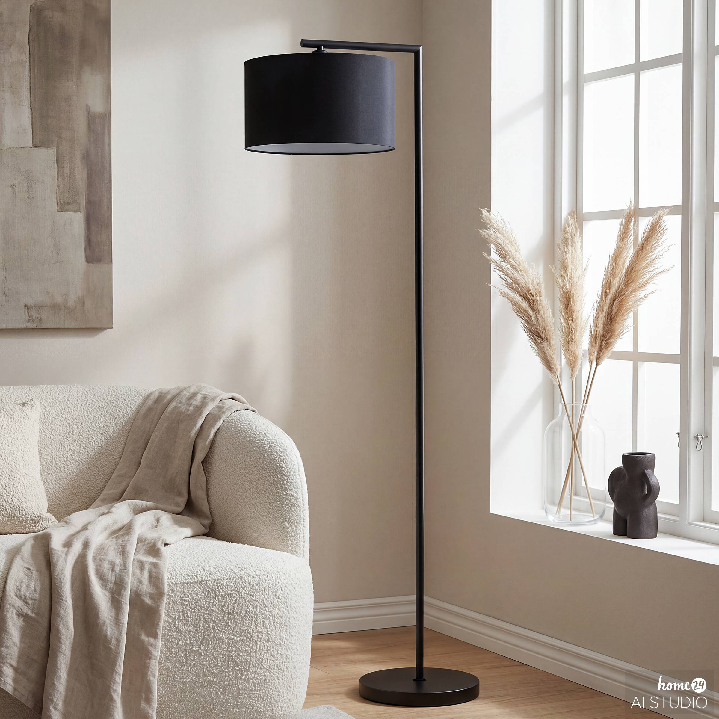 Gino Stehleuchte 1-flammig Eisen Schwarz