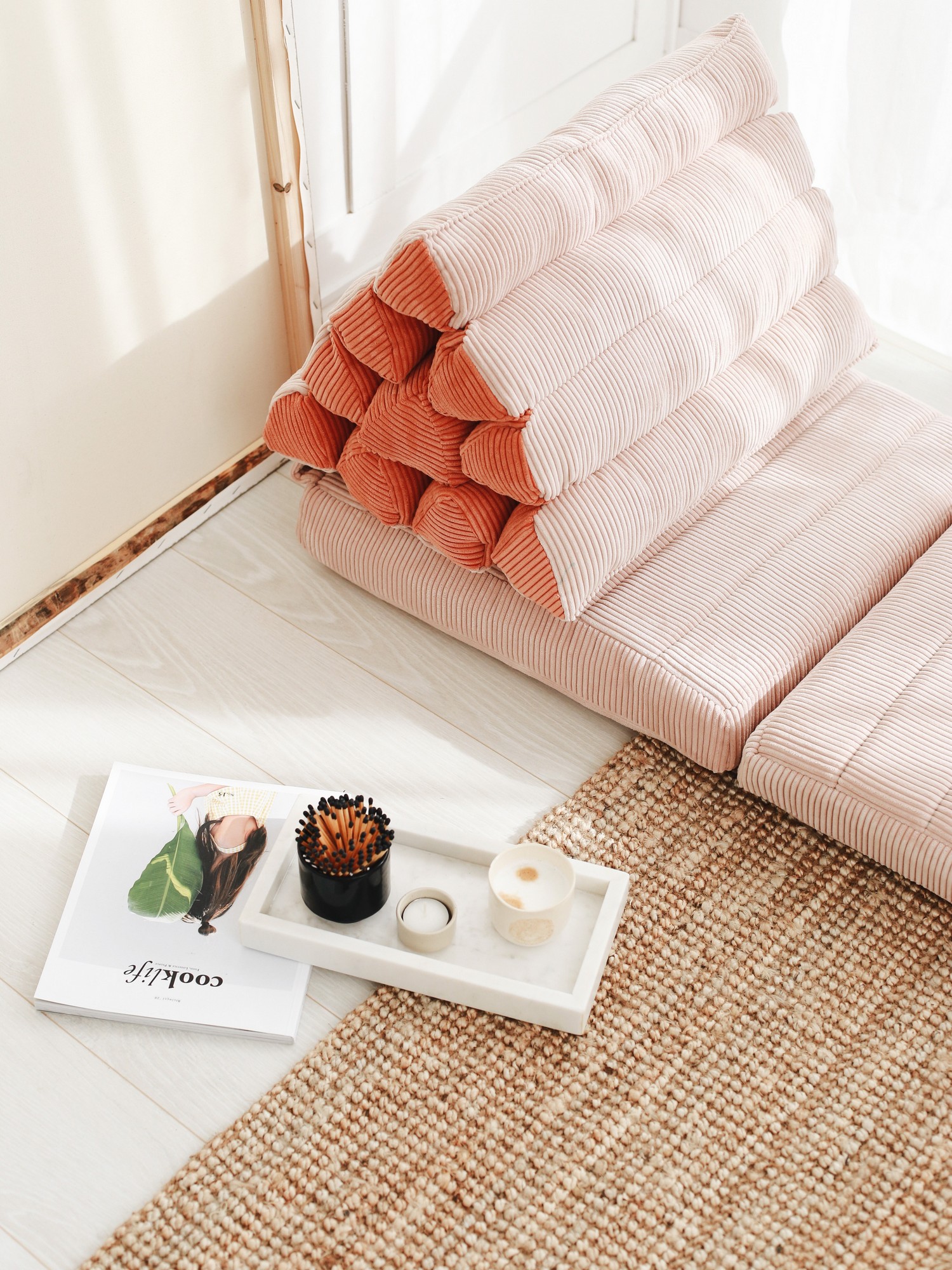 Keyf Foldable Pillow Velvet Pink