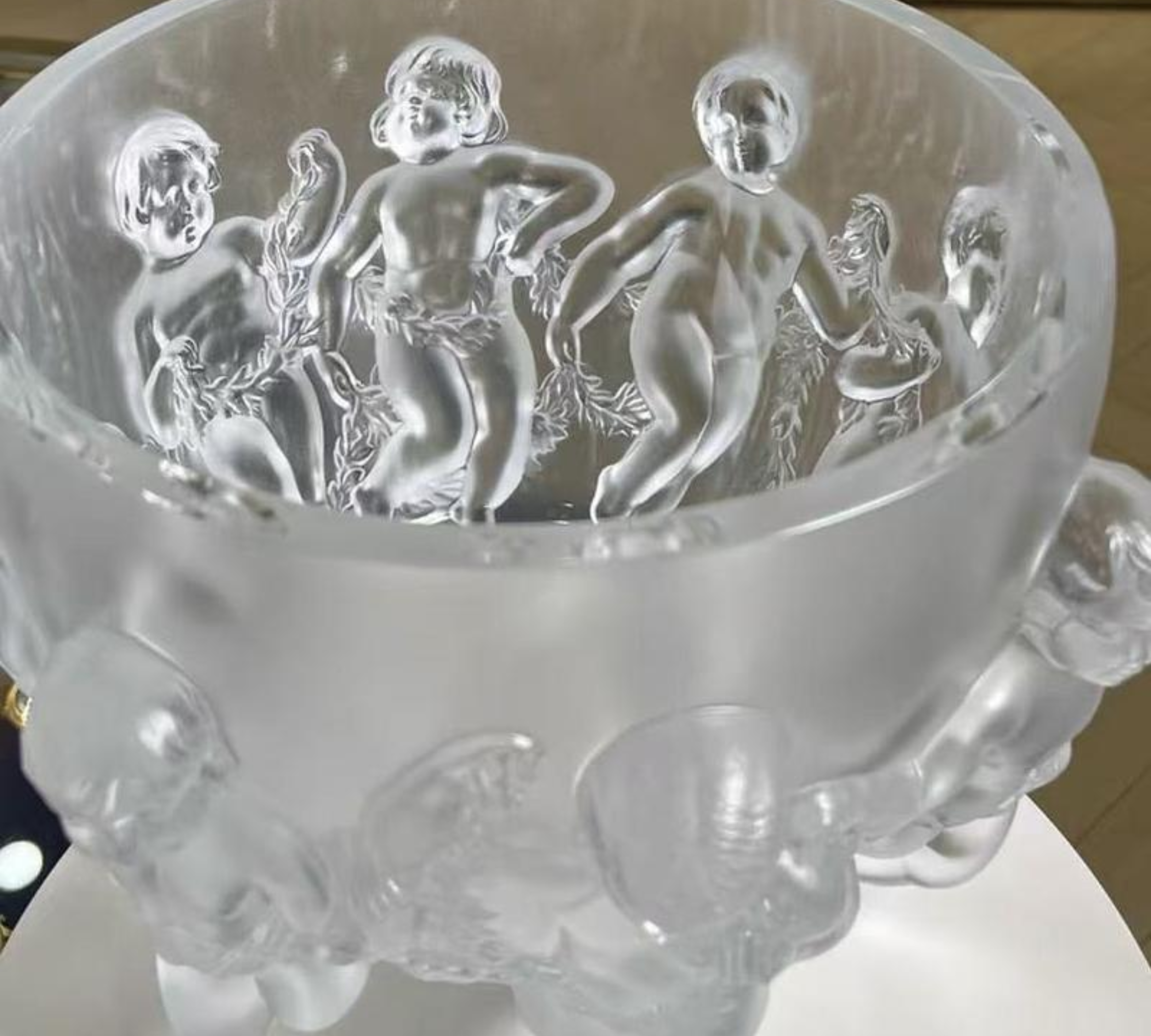 Lalique Luxembourg Angel Crystal Planter
