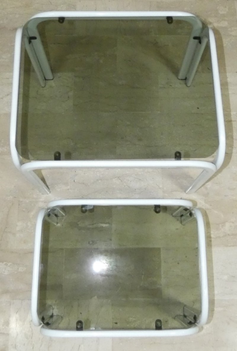 Couchtische 3er Set Vintage Metall Glas 1980er Jahre
