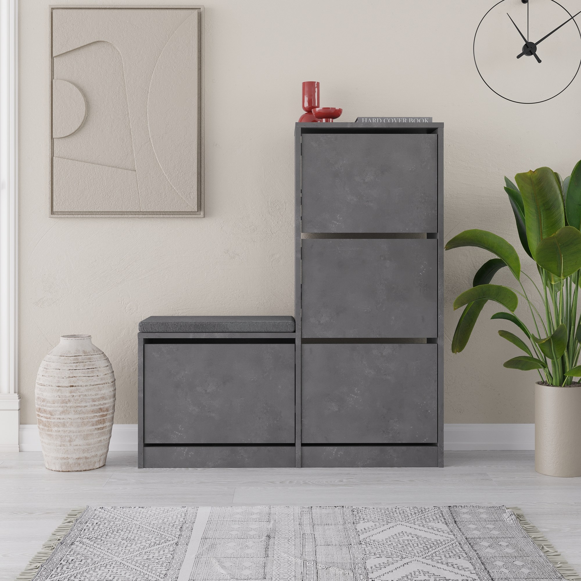 Dude shoe cabinet wood veneer grey