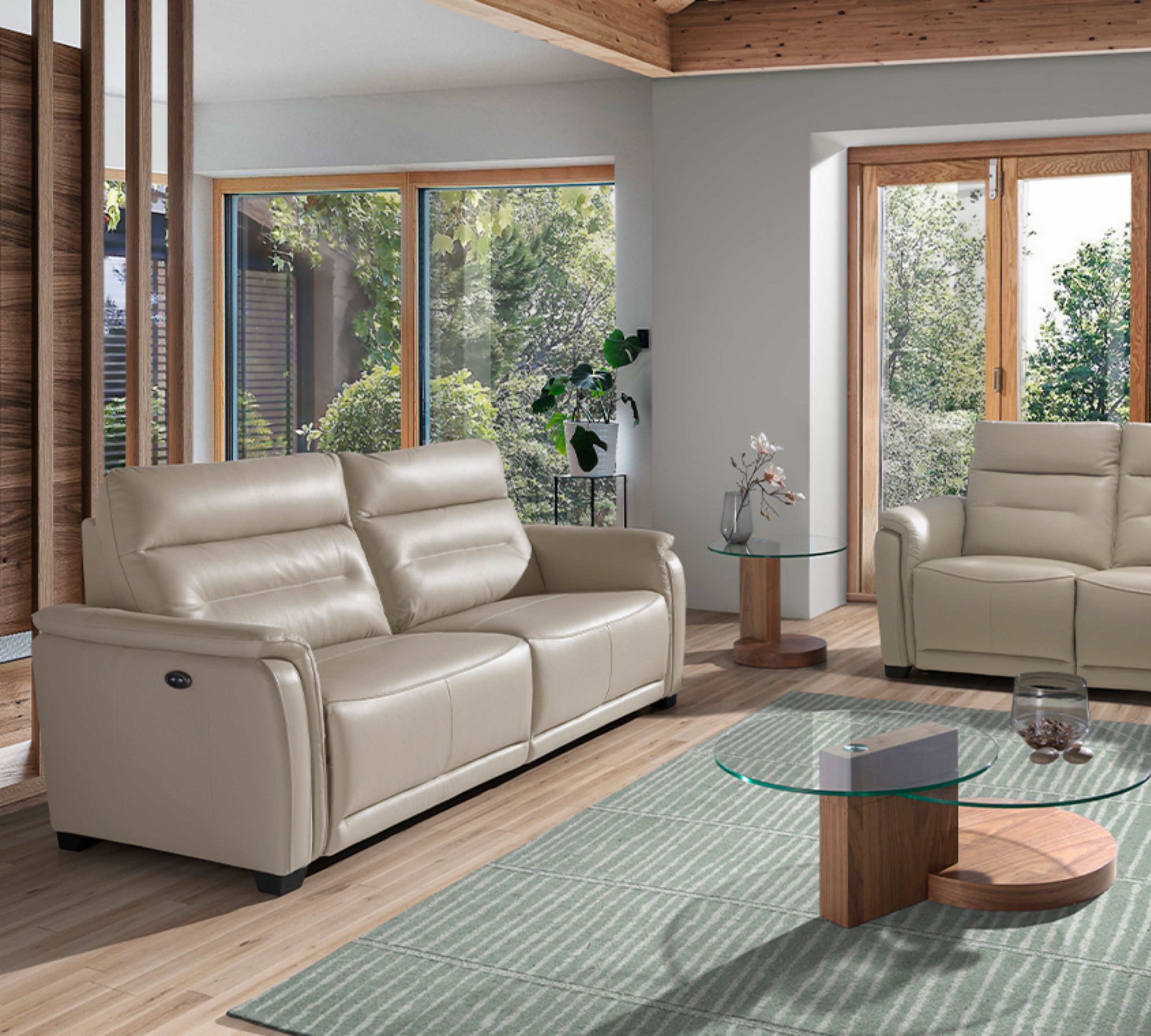 Sofa 2-Sitzer Leder Taupe Grau