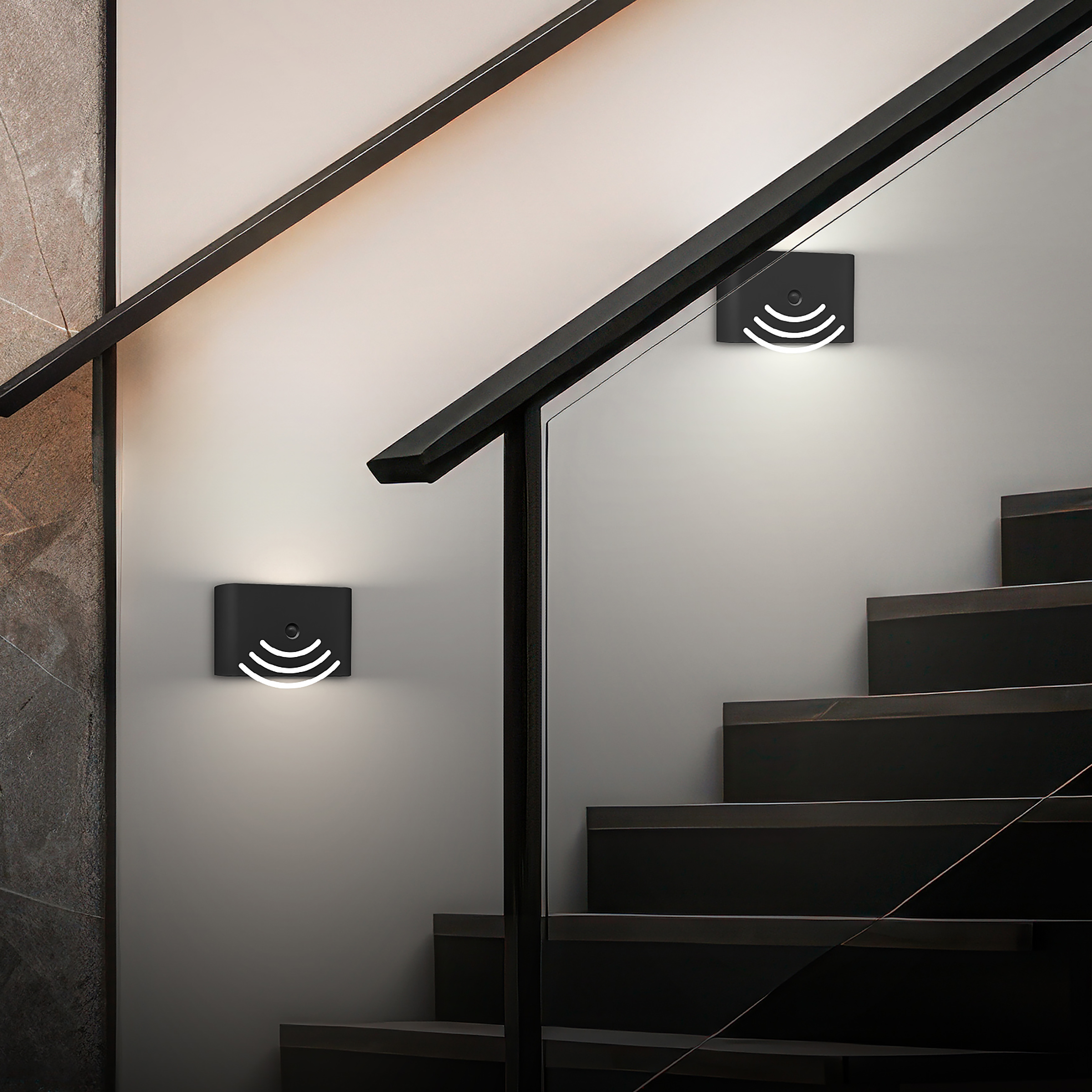 Chet LED Wall Light Sensor Black