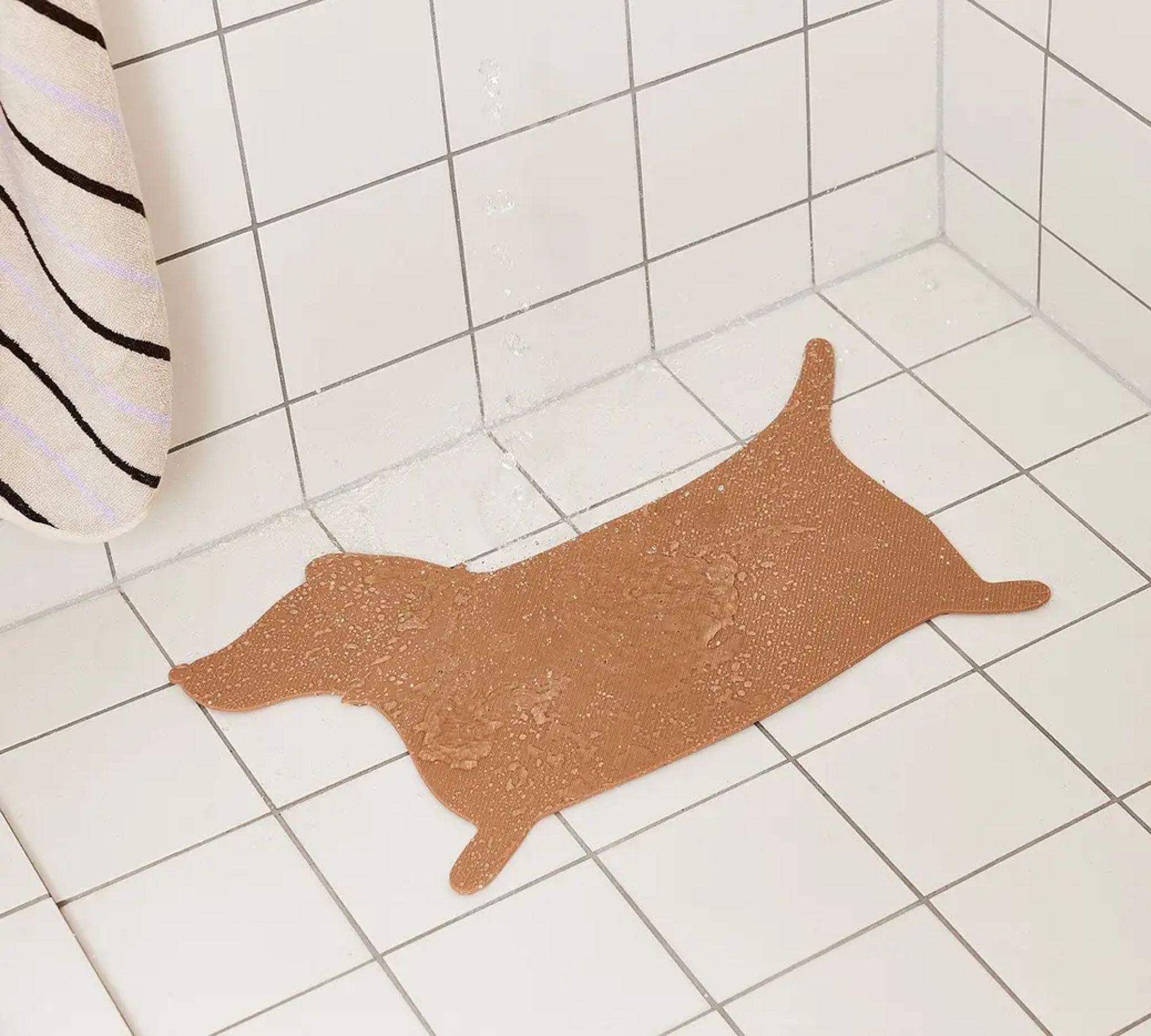 Badematte Hund Silikon Braun