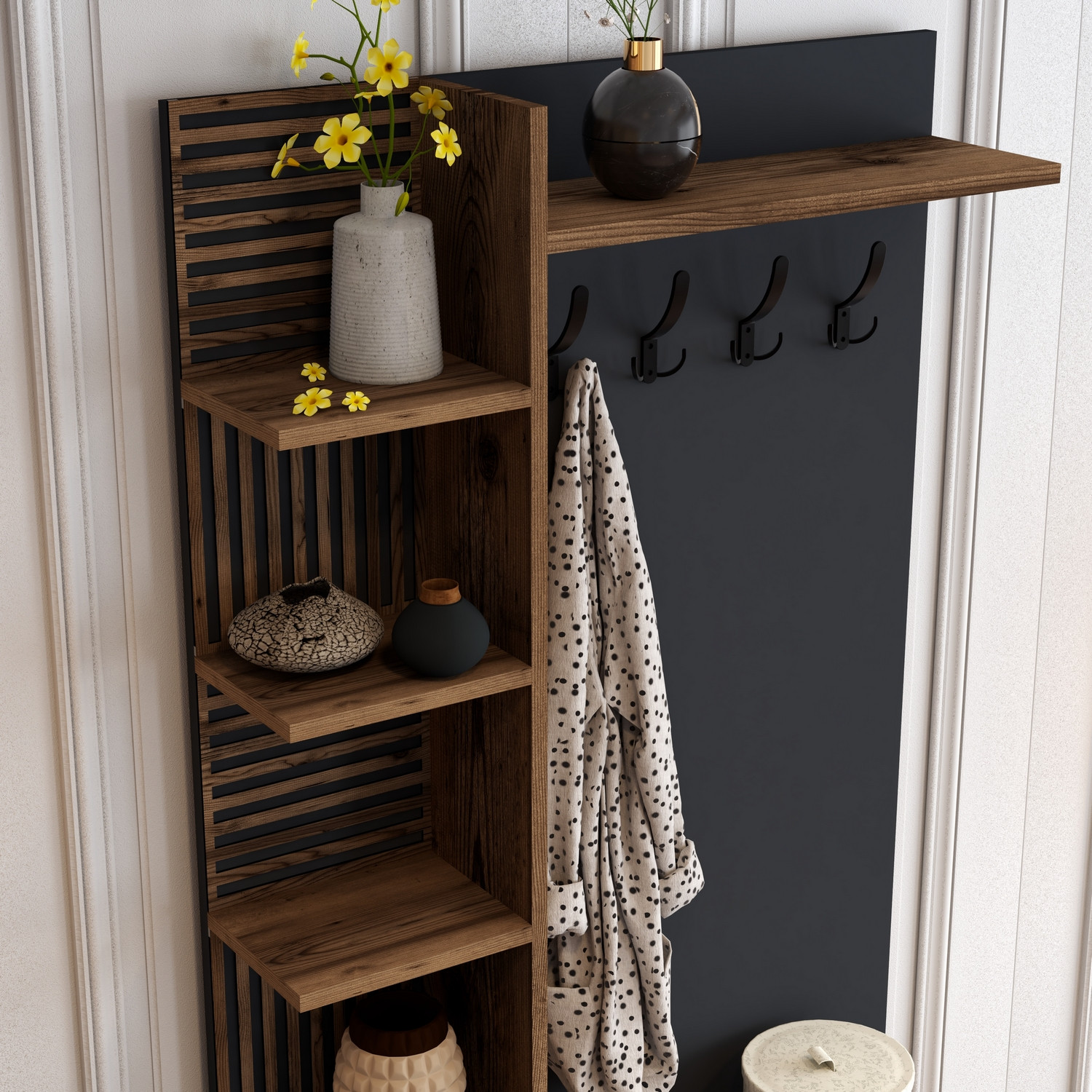 Viyana Garderobe Walnussbraun Anthrazit 90cm x 200cm