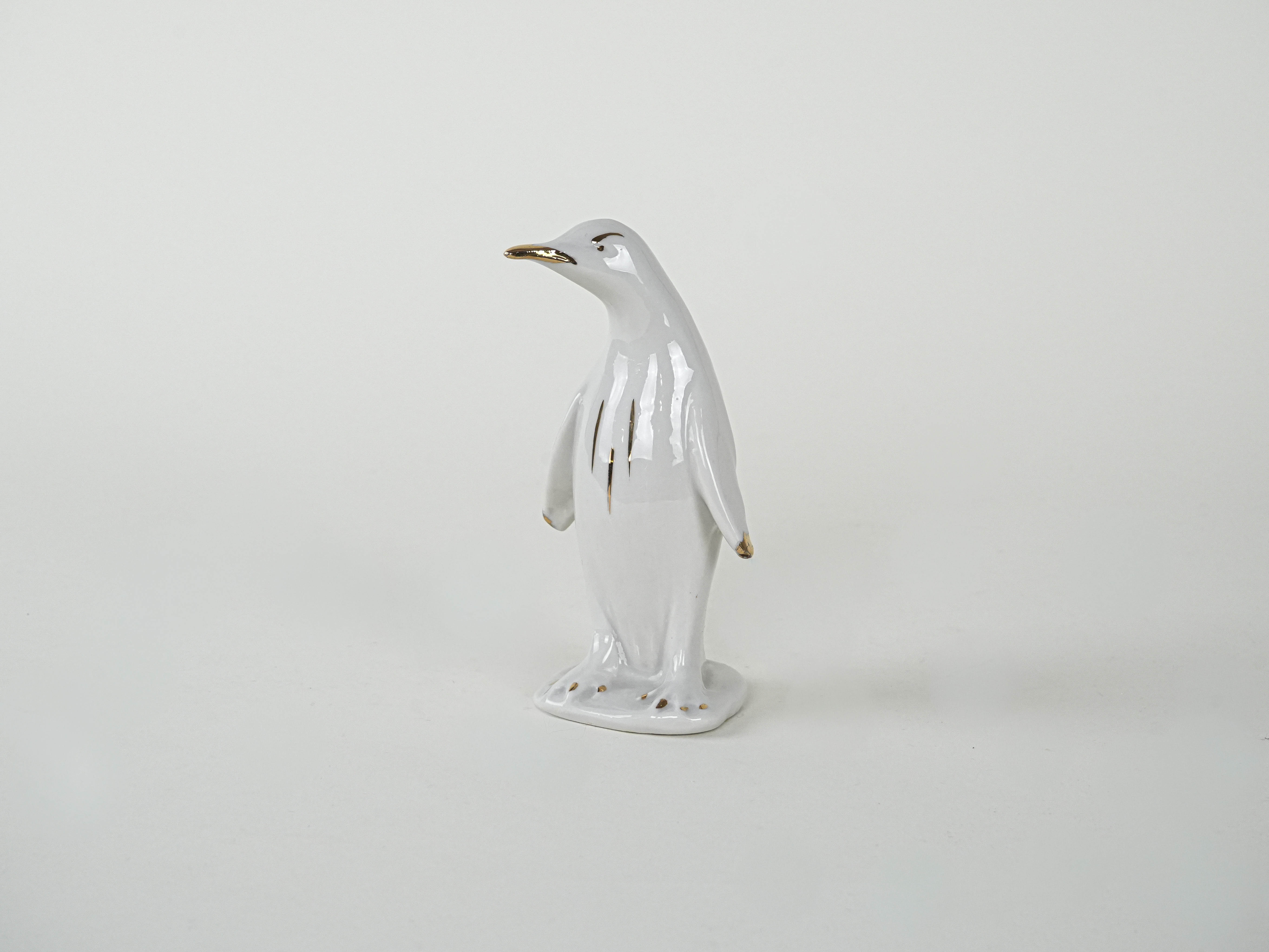 Porzellan-Pinguin-Figur Weiß 1970er Jahre