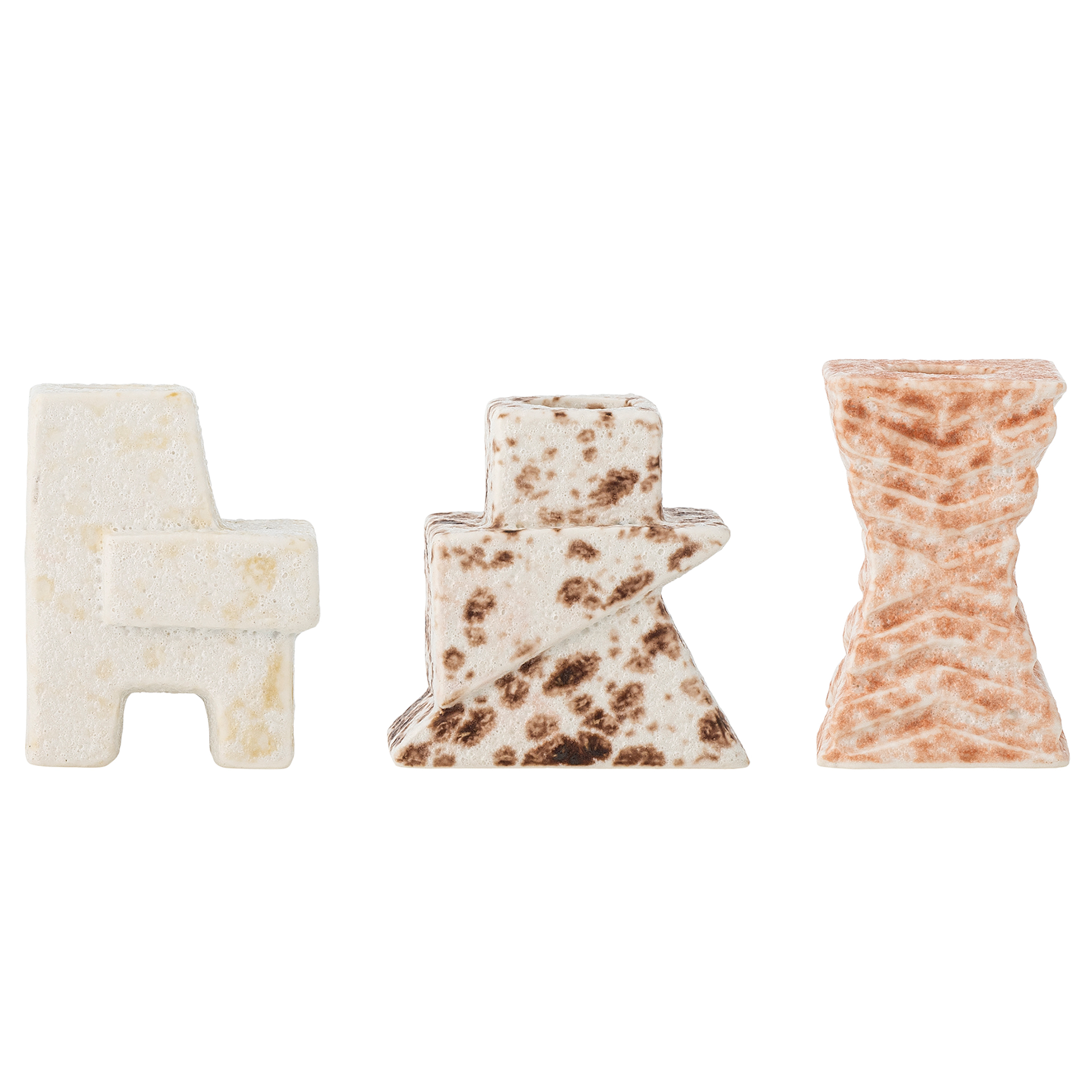 Blanchard Kerzenhalter 3-teilig Steingut Natur