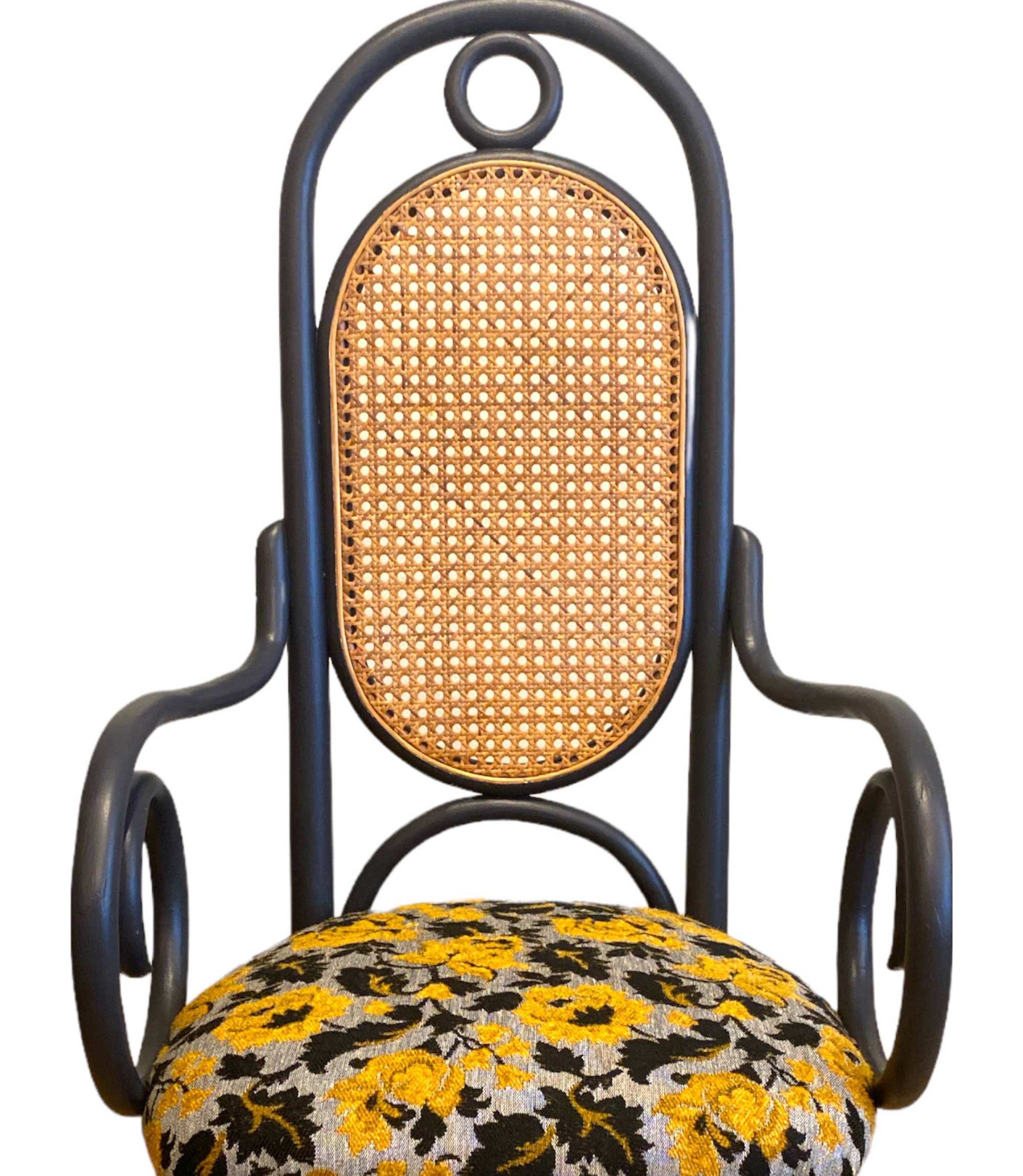 Vintage Stuhl Rattan Stoff Mehrfarbig 