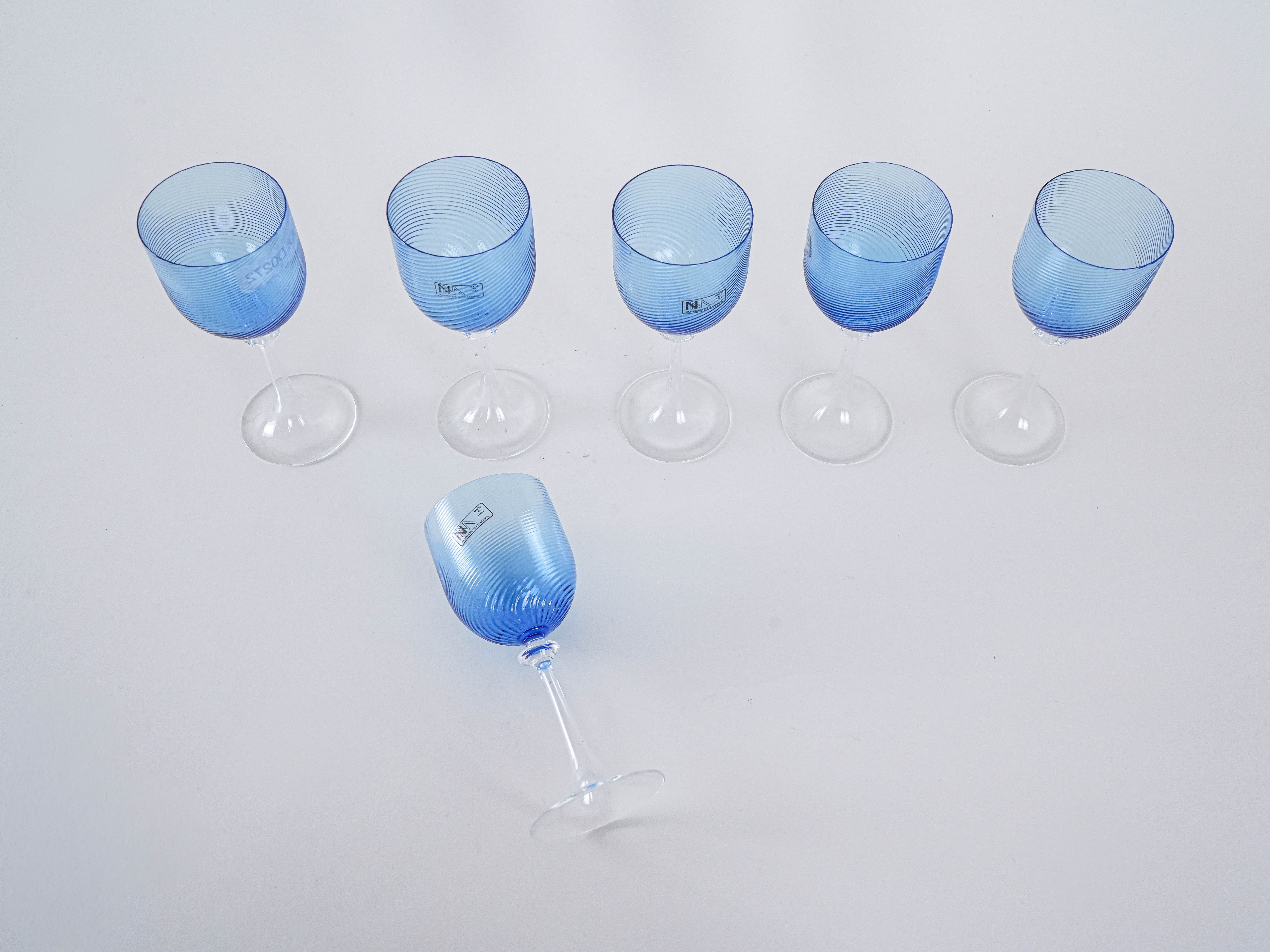 Gläser-Set Muranoglas Blau 1970er Jahre