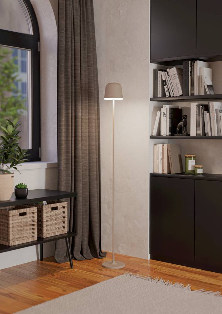 LED-Stehleuchte Mannera Stahl Kunststoff Sand Weiß