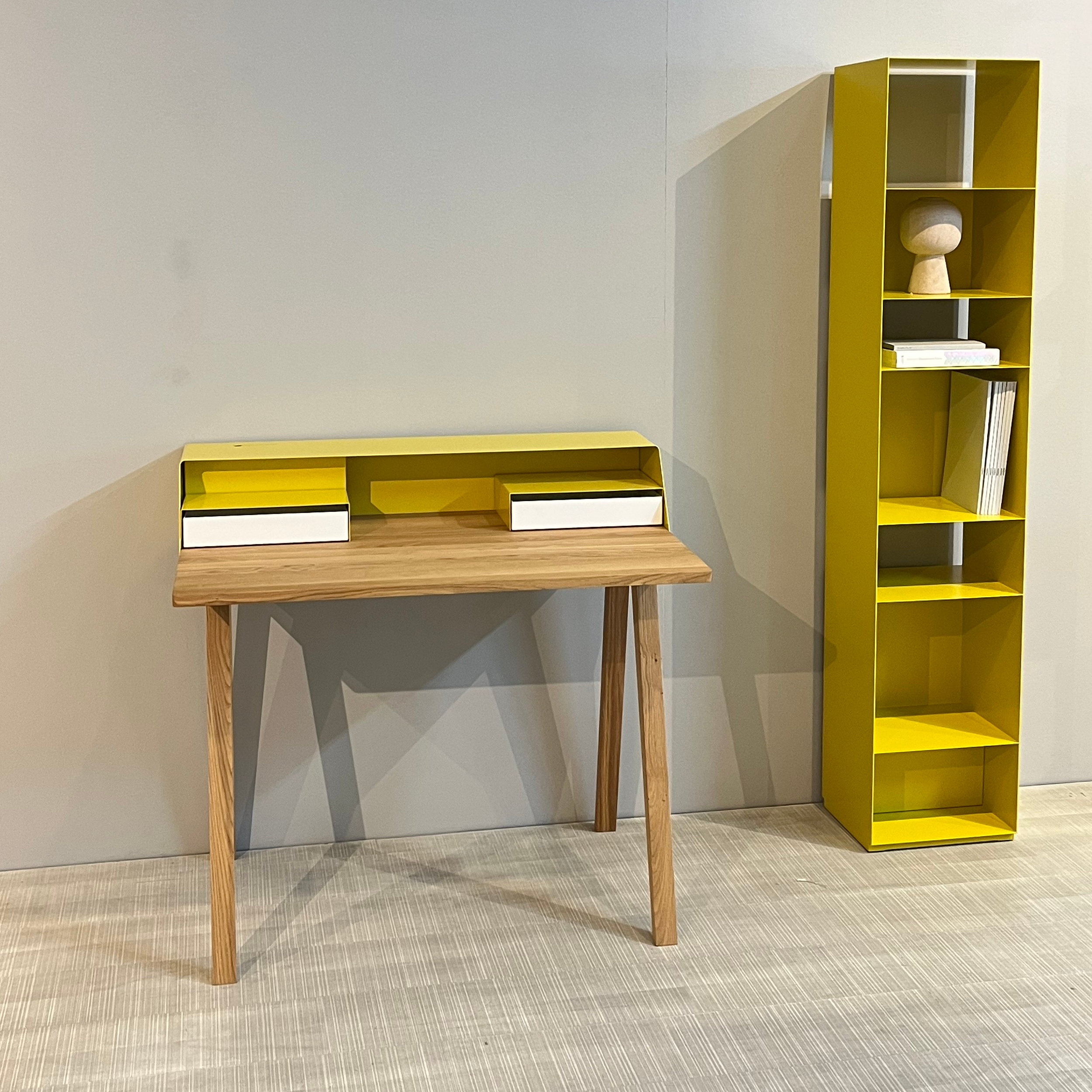 PS 04 Secretary Desk Oak Steel Lemon Yellow Signal White