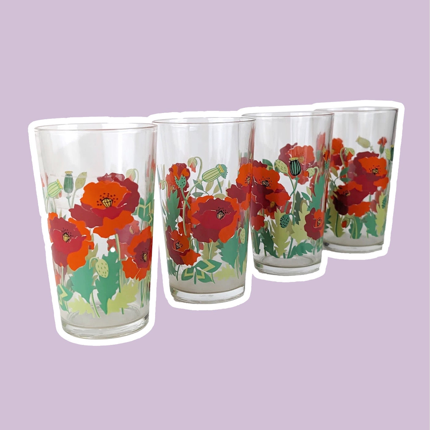 4x Vintage Wasserglas 1980er Jahre