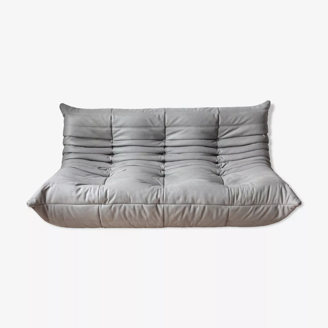 Togo Sofa 3-seater Madras leather ash grey