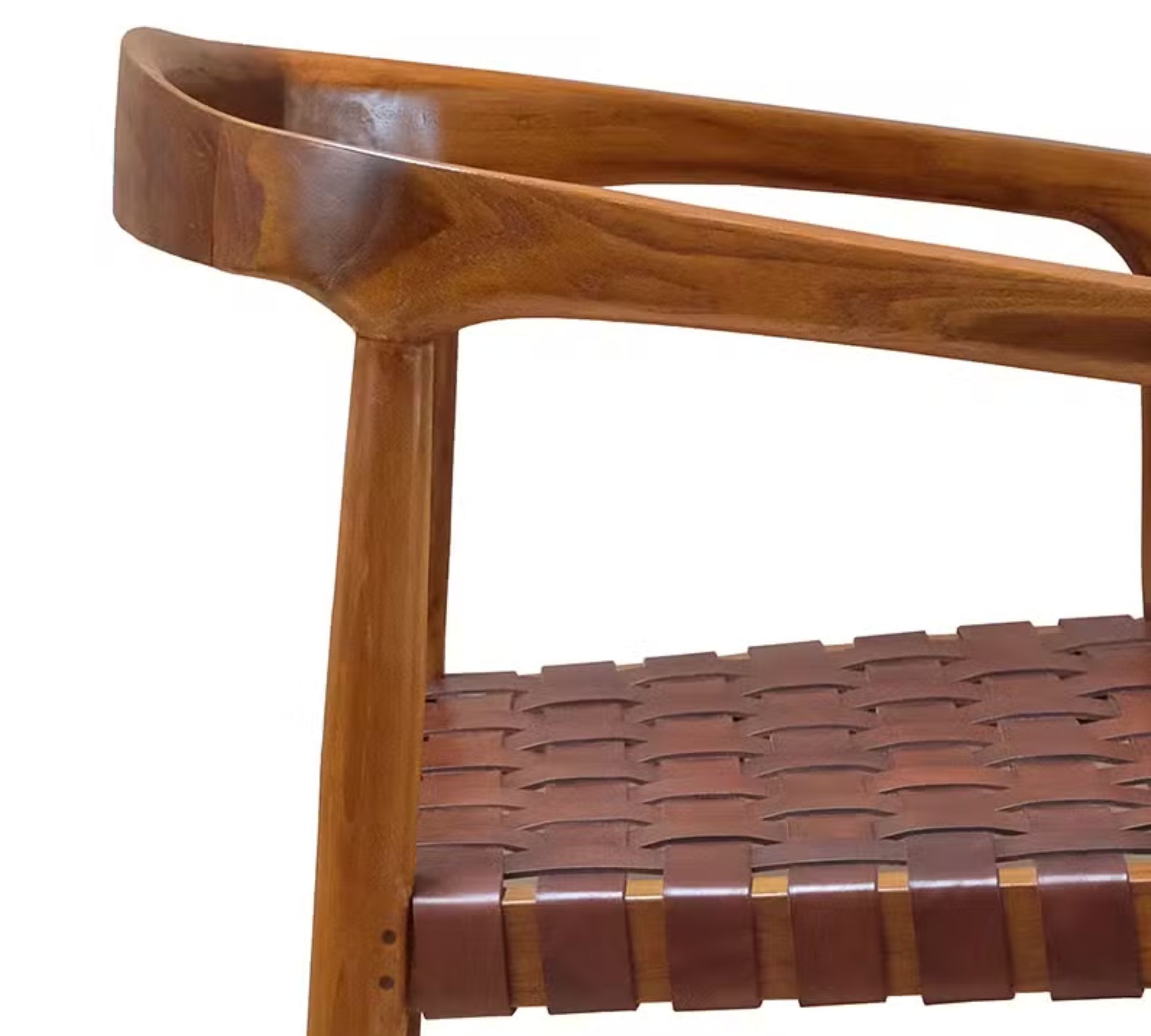 Bourbourg Armlehnstuhl Teakholz Leder Cognac