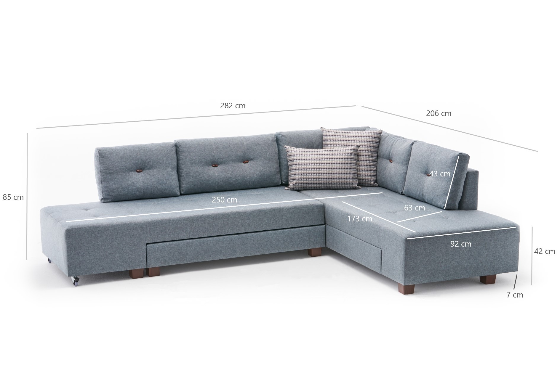 Schlafsofa Rechts Polyester Holz Hellblau