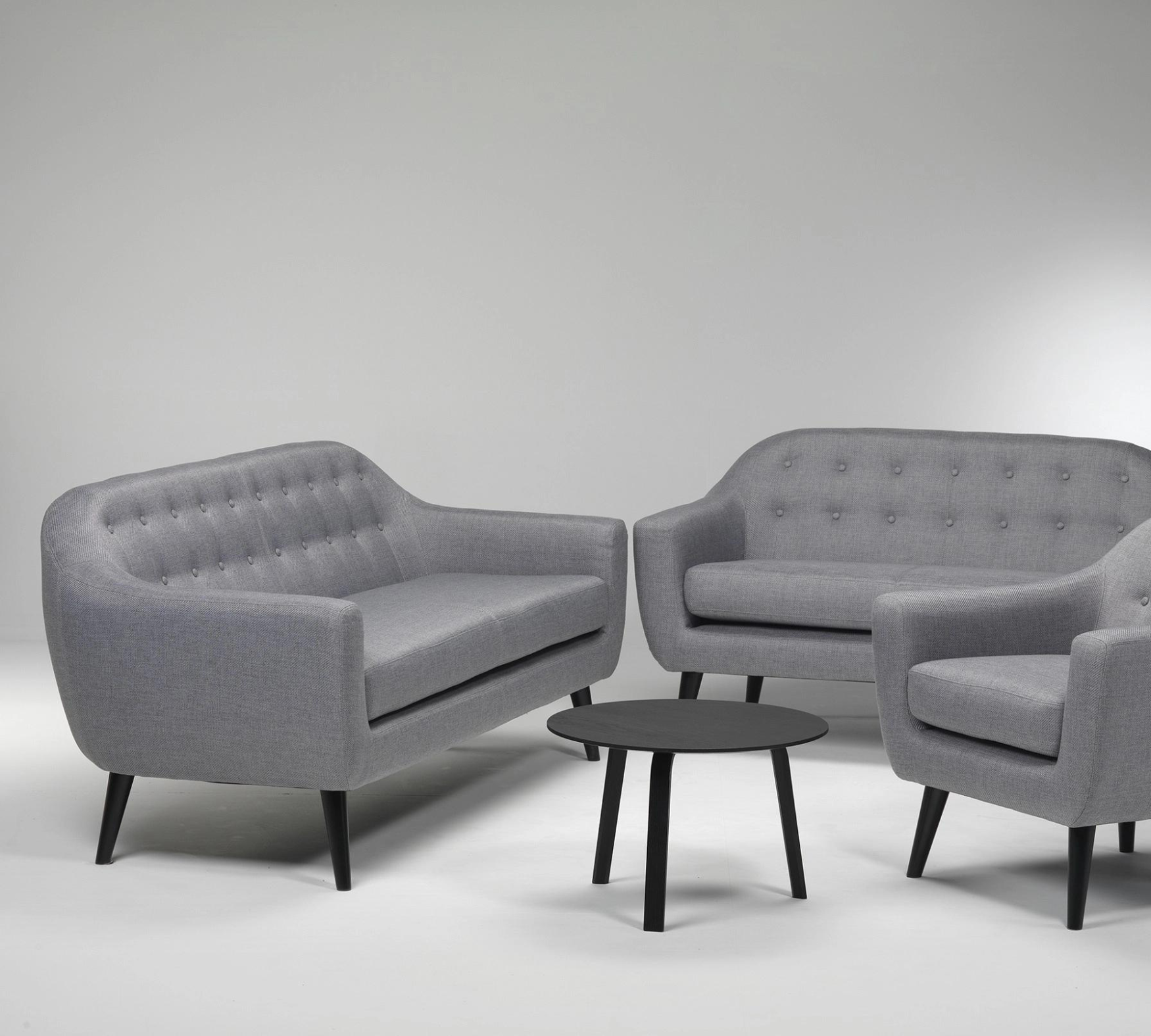 Ritchie Sofa 2-Sitzer Textil Holz Pearl Grey