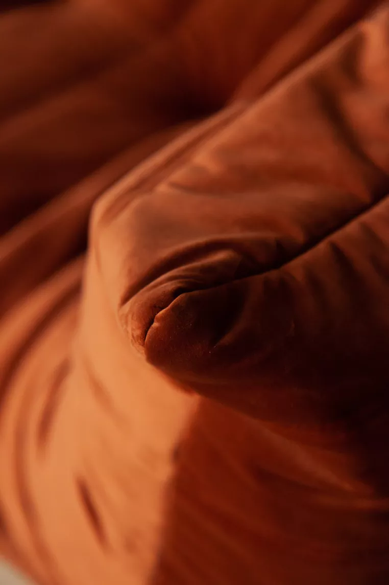 Togo Sofa 3-seater velvet amber-orange