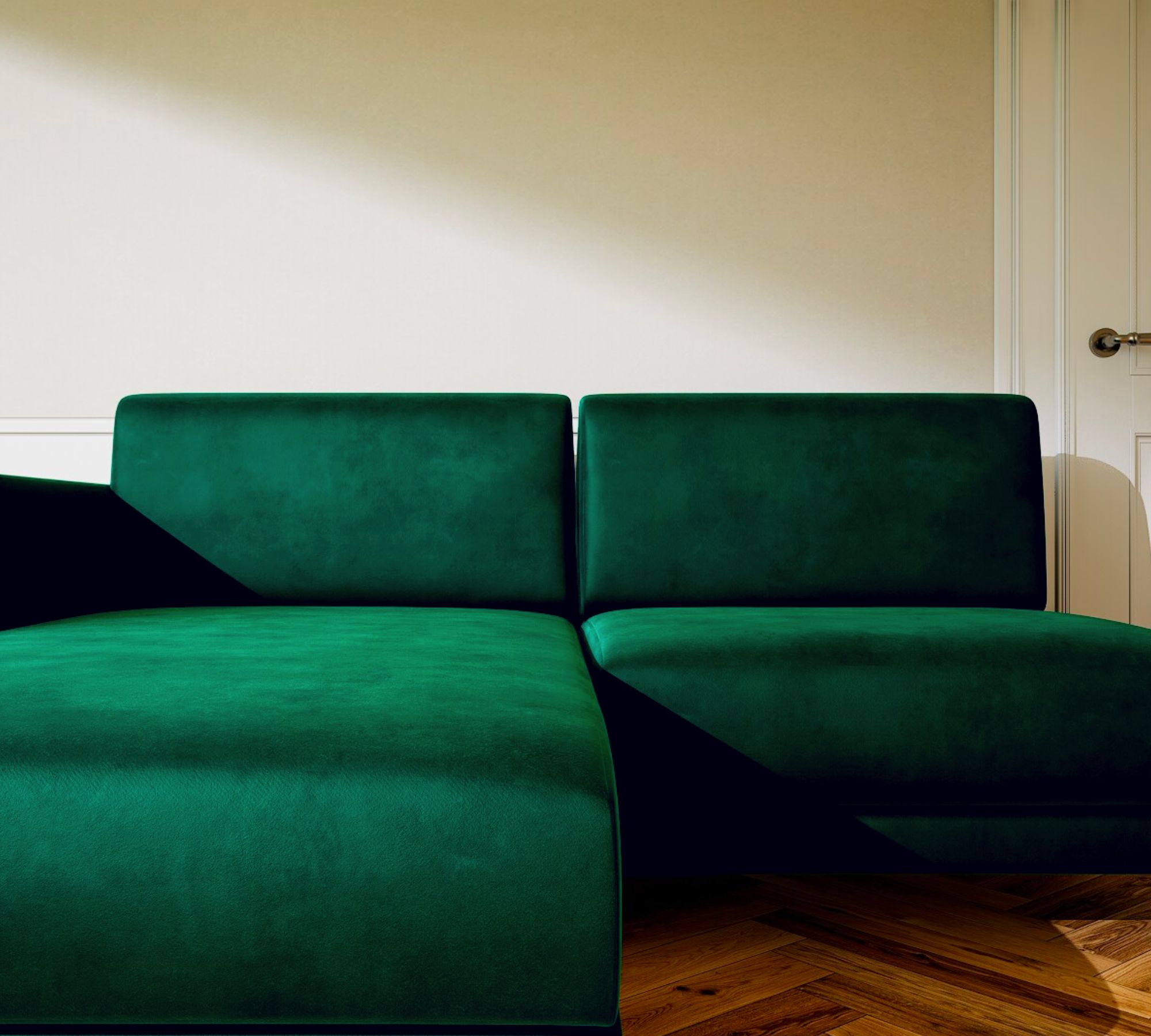 Tyme 2-Sitzer Ecksofa Récamiere Links Samt Waldgrün