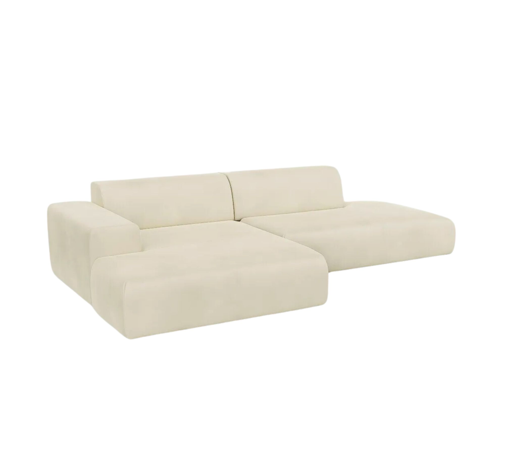Pyllow Sofa Ecksofa Récamiere Links Kunstleder Cremeweiß