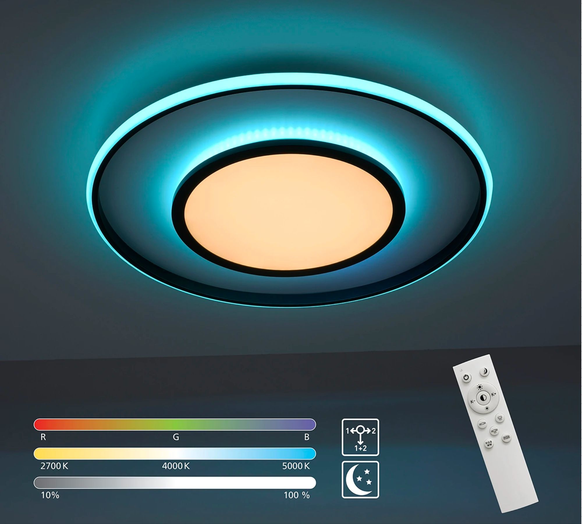 LED ceiling light 1-flame plastic metal