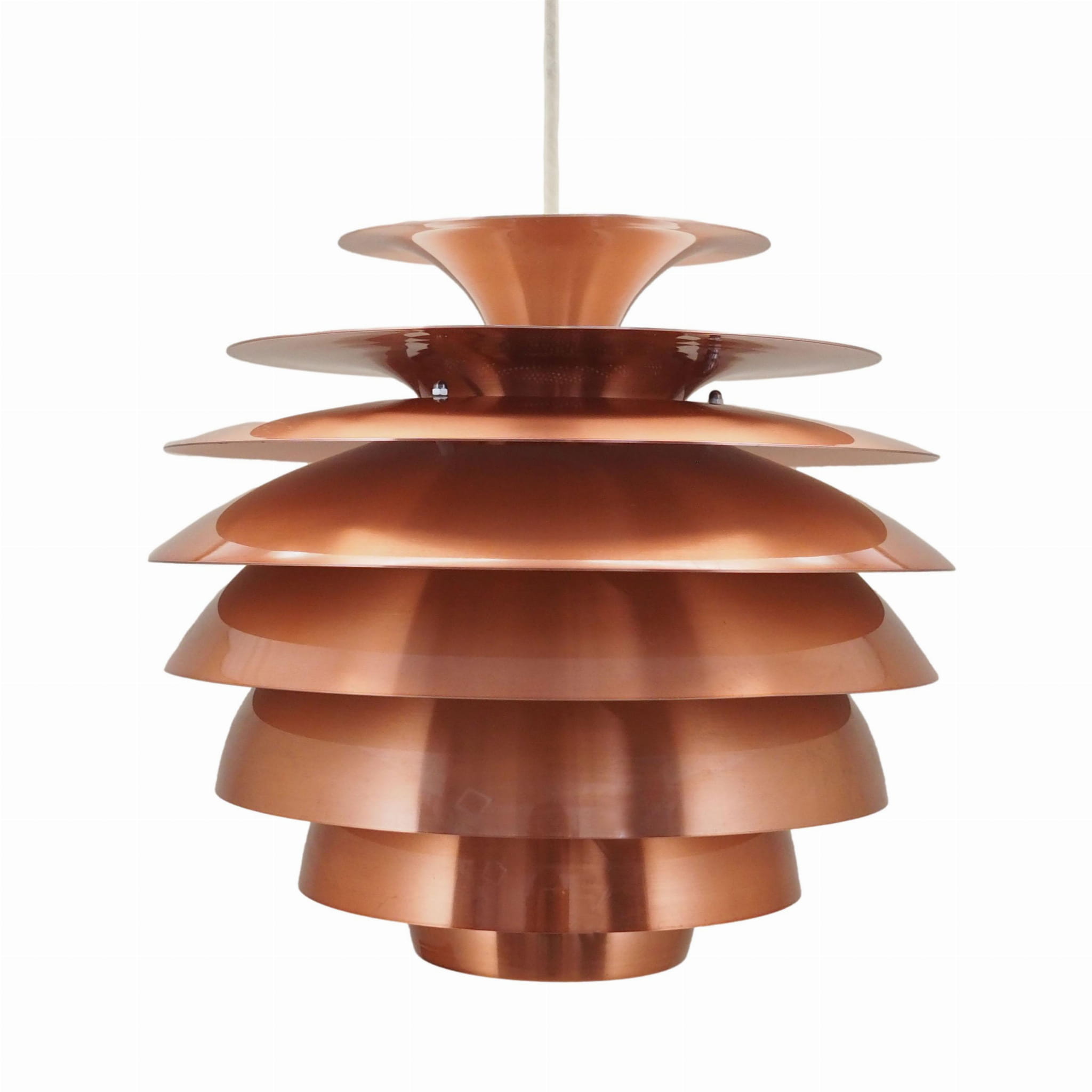 Vintage pendant lamp metal orange 1980s