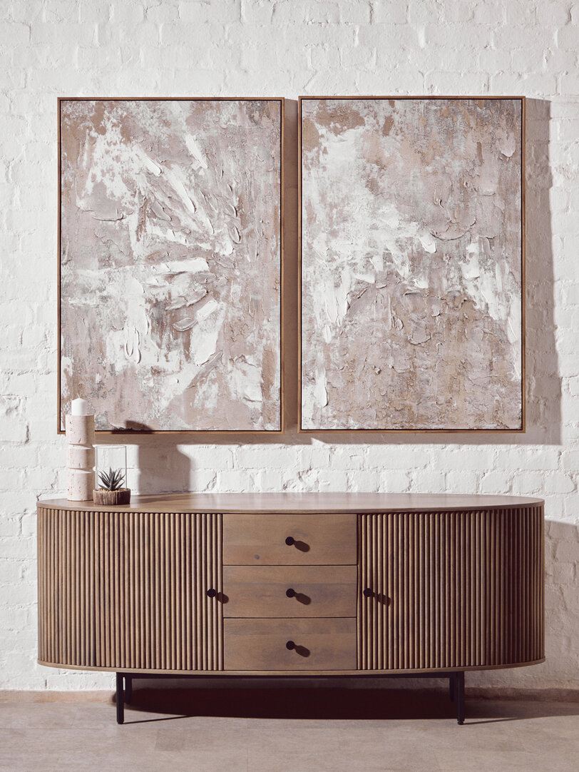 Tibor Large Candlestick Travertine White