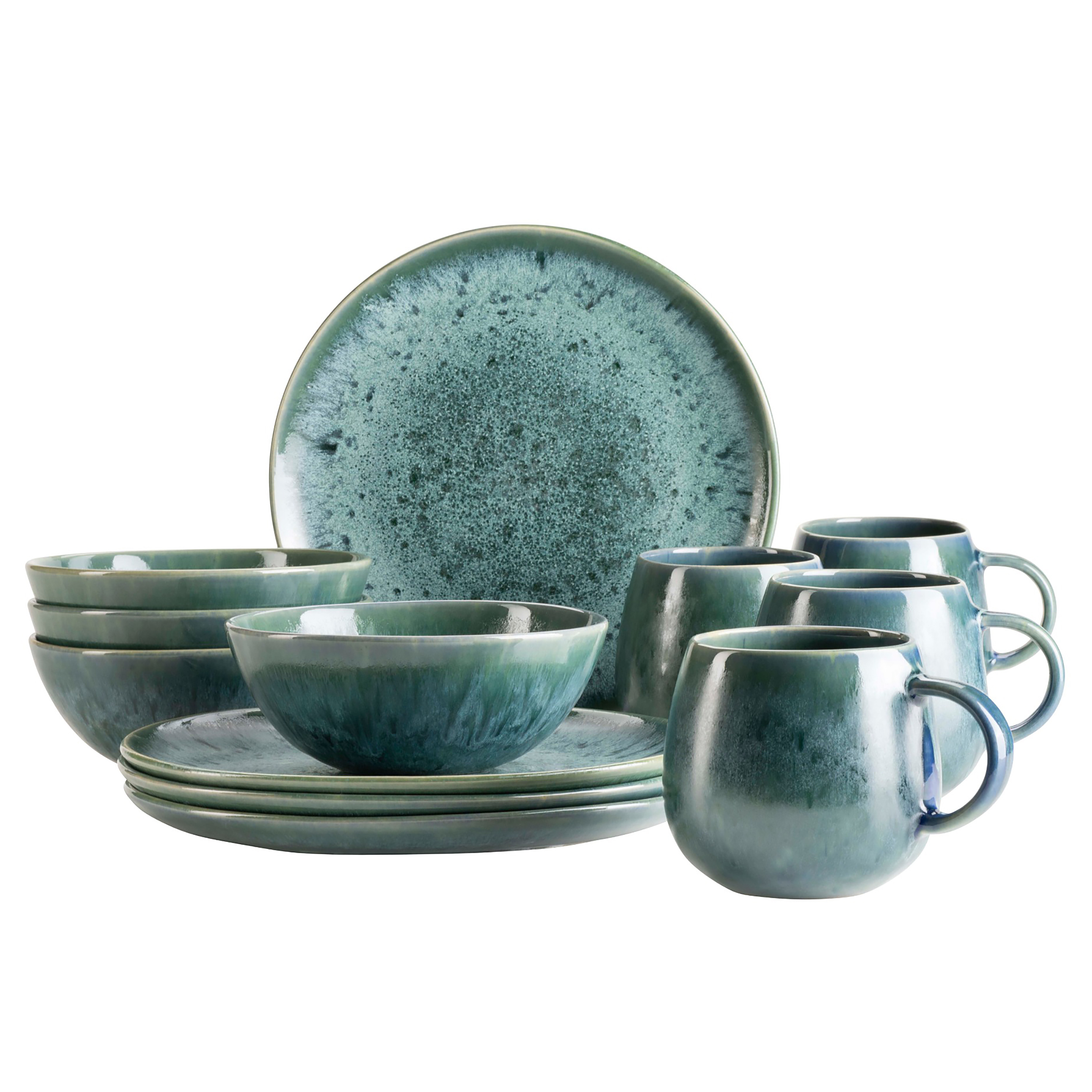 12x Frühstücksset Carellia Blau 55 x 33 x 27 cm