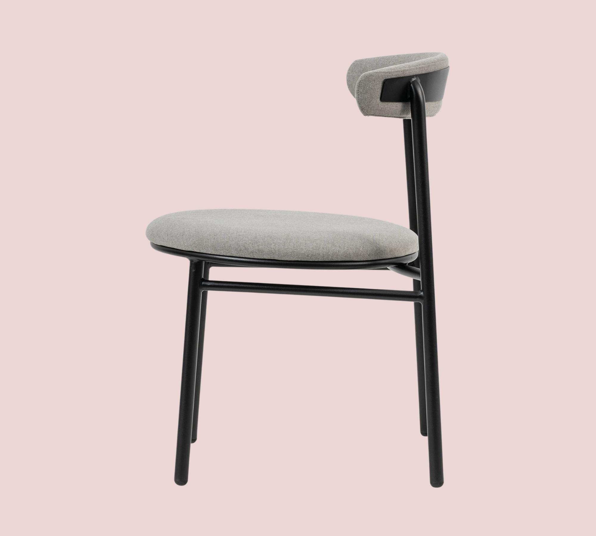 2x Esszimmerstuhl Webstoff Grau Gestell Schwarz