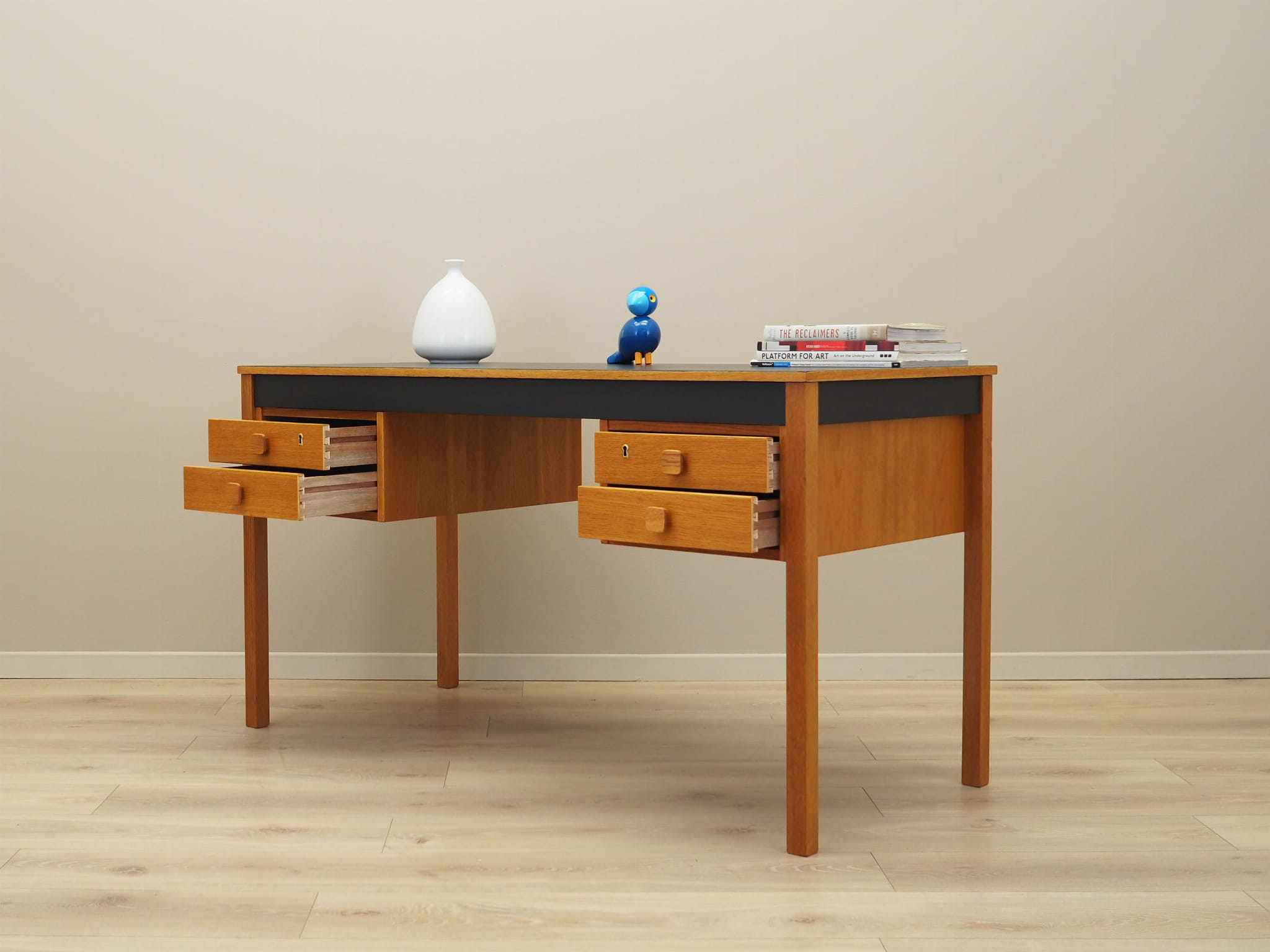 Vintage Desk Ash Wood Brown 1970s