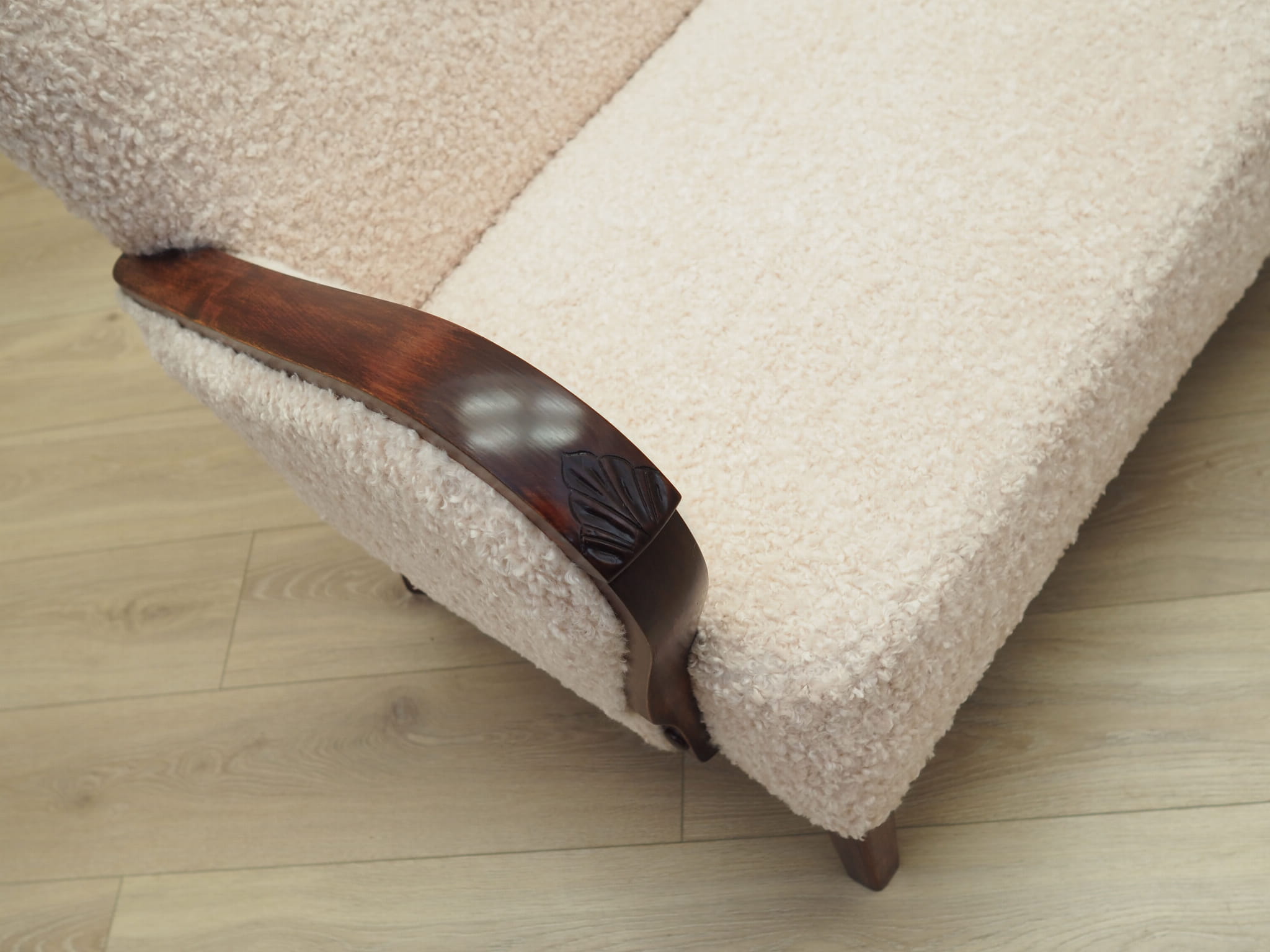 Vintage Sofa Beech wood Beige Fabric 1960s