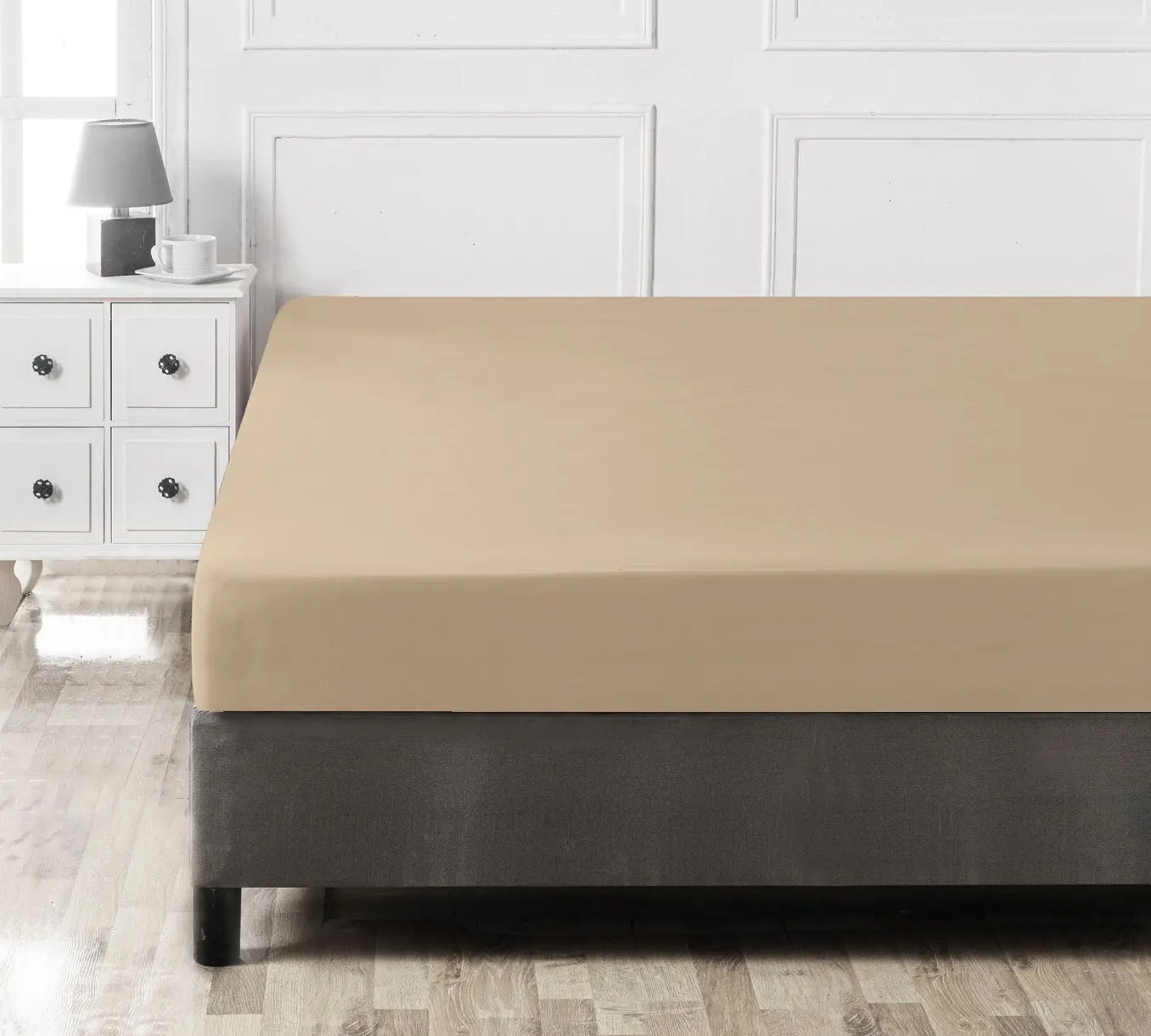 Fitted sheet Cotton Beige 100cm x 200cm