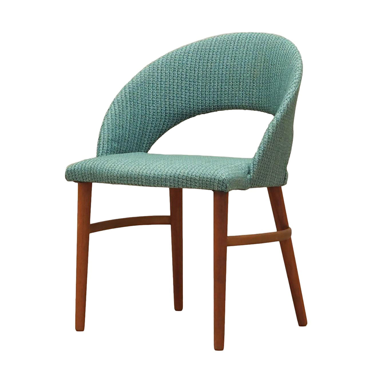 Vintage chair teak wood textile turquoise 1970s