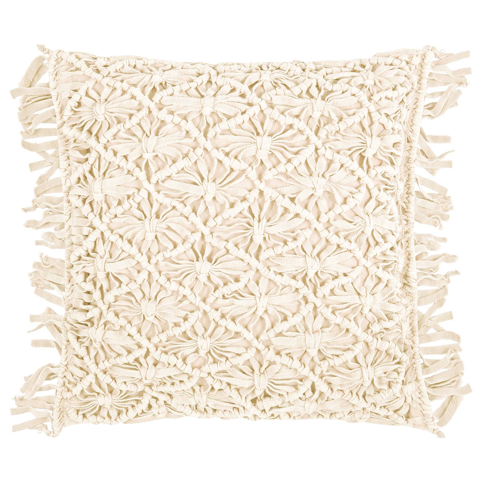 Fringe Kissenbezug Baumwolle Creme