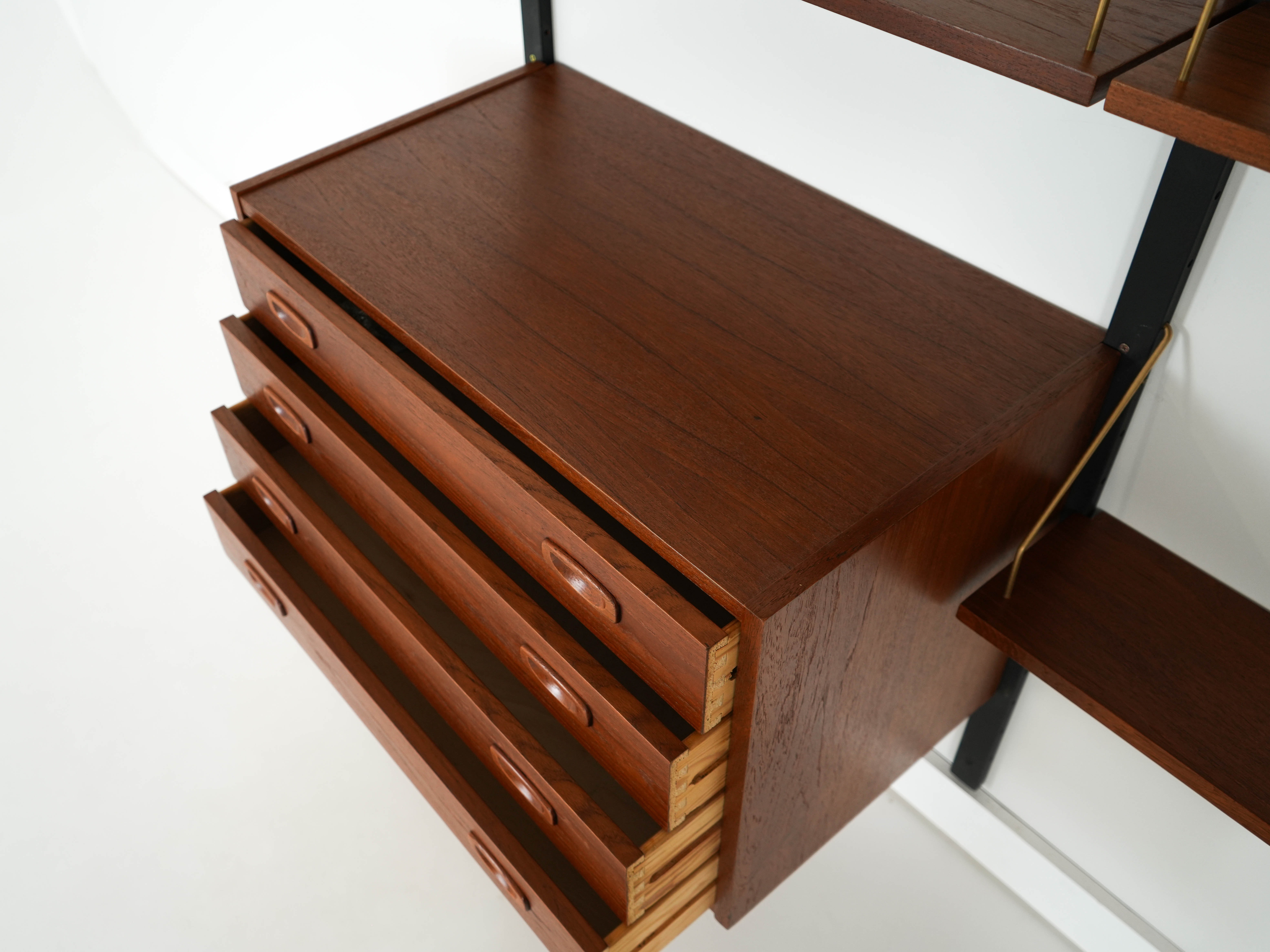 Teak-Wandmöbel PS System Braun 1960er Jahre